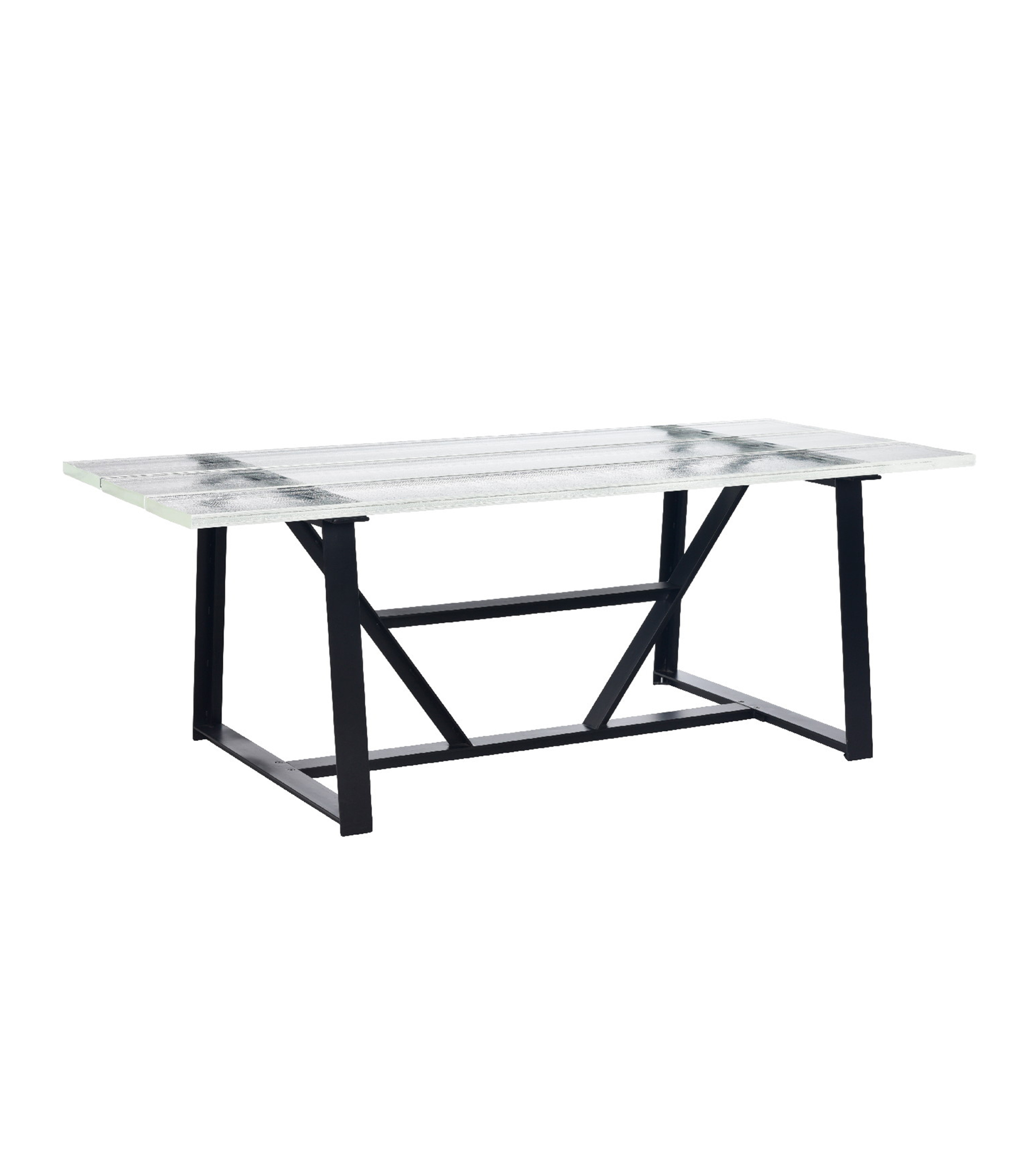 Mesa de comedor Iceberg en viga de vidrio multicolor