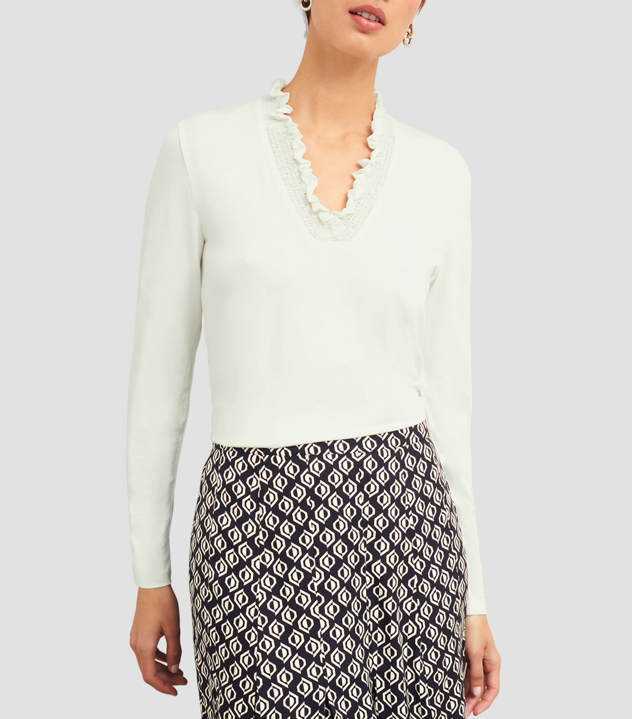 Blusa lisa de manga larga Mujer