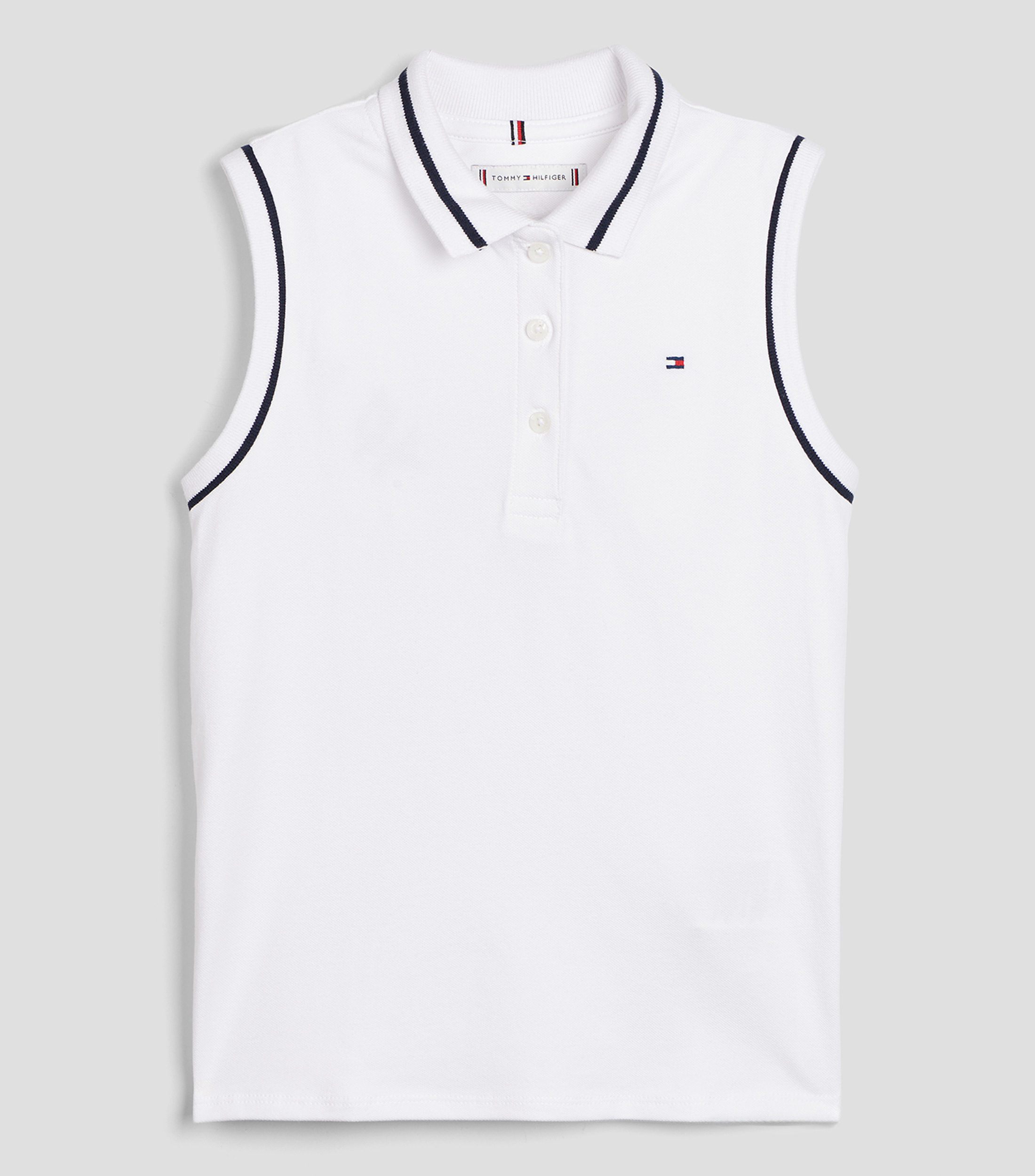 Playera cuello camisero sin mangas lisa Niña