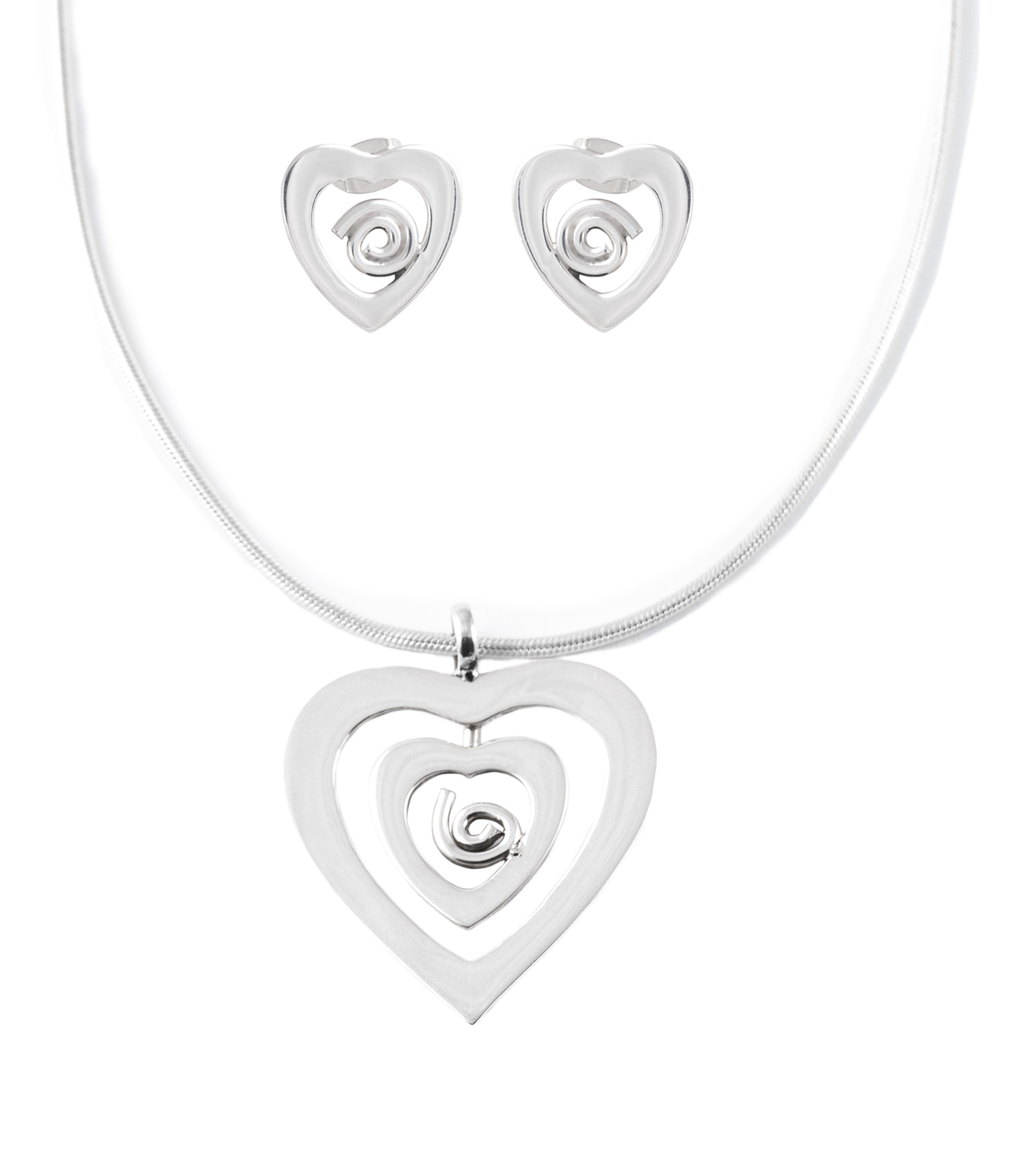 Set de Aretes y dije en plata .925 Corazon Mujer