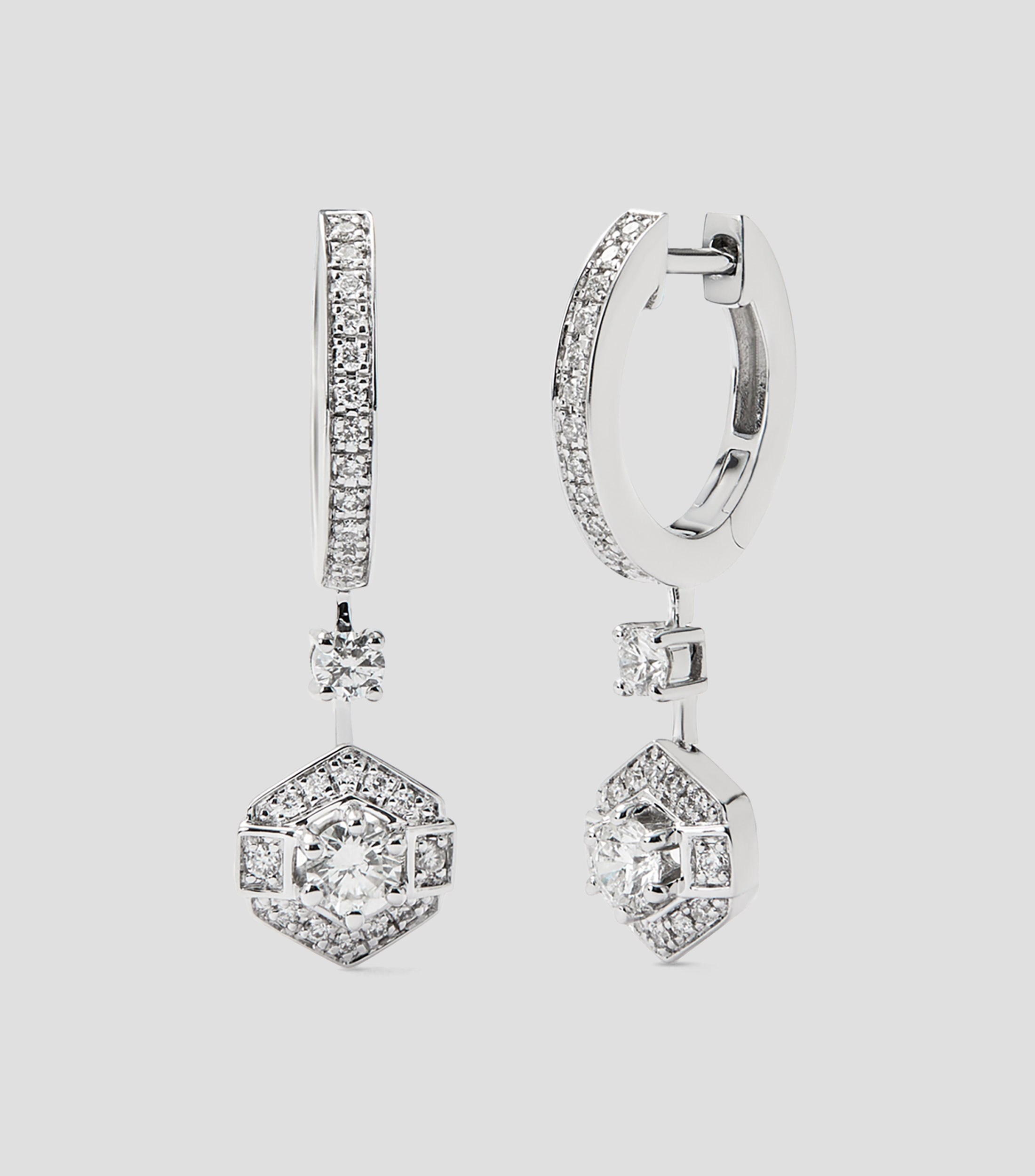 Pendientes de oro blanco de 18 kilates con diamantes Mujer