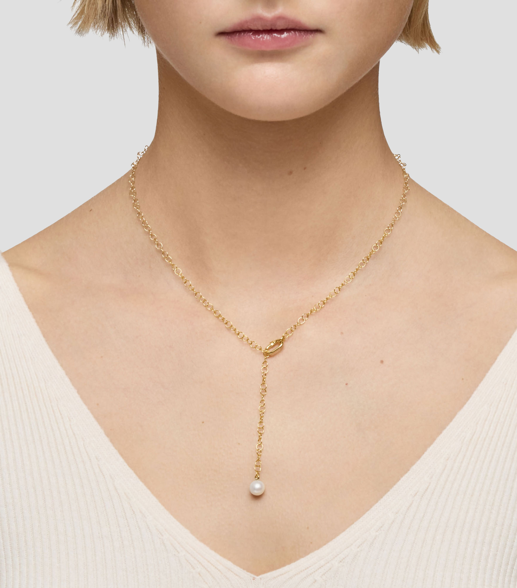 Collar en oro amarillo 18 kilates con perla Hold Oval Mujer