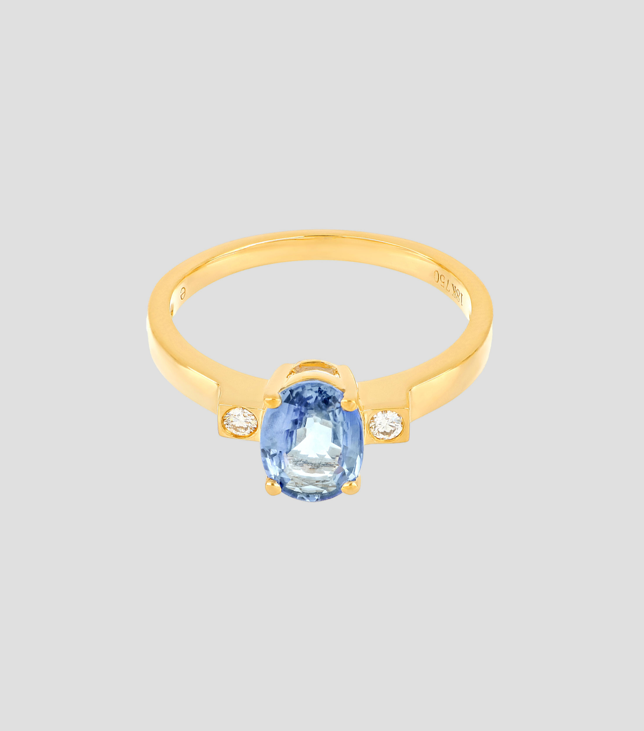 Anillo en oro amarillo de 18 kilates con Zafiro Uned Mujer