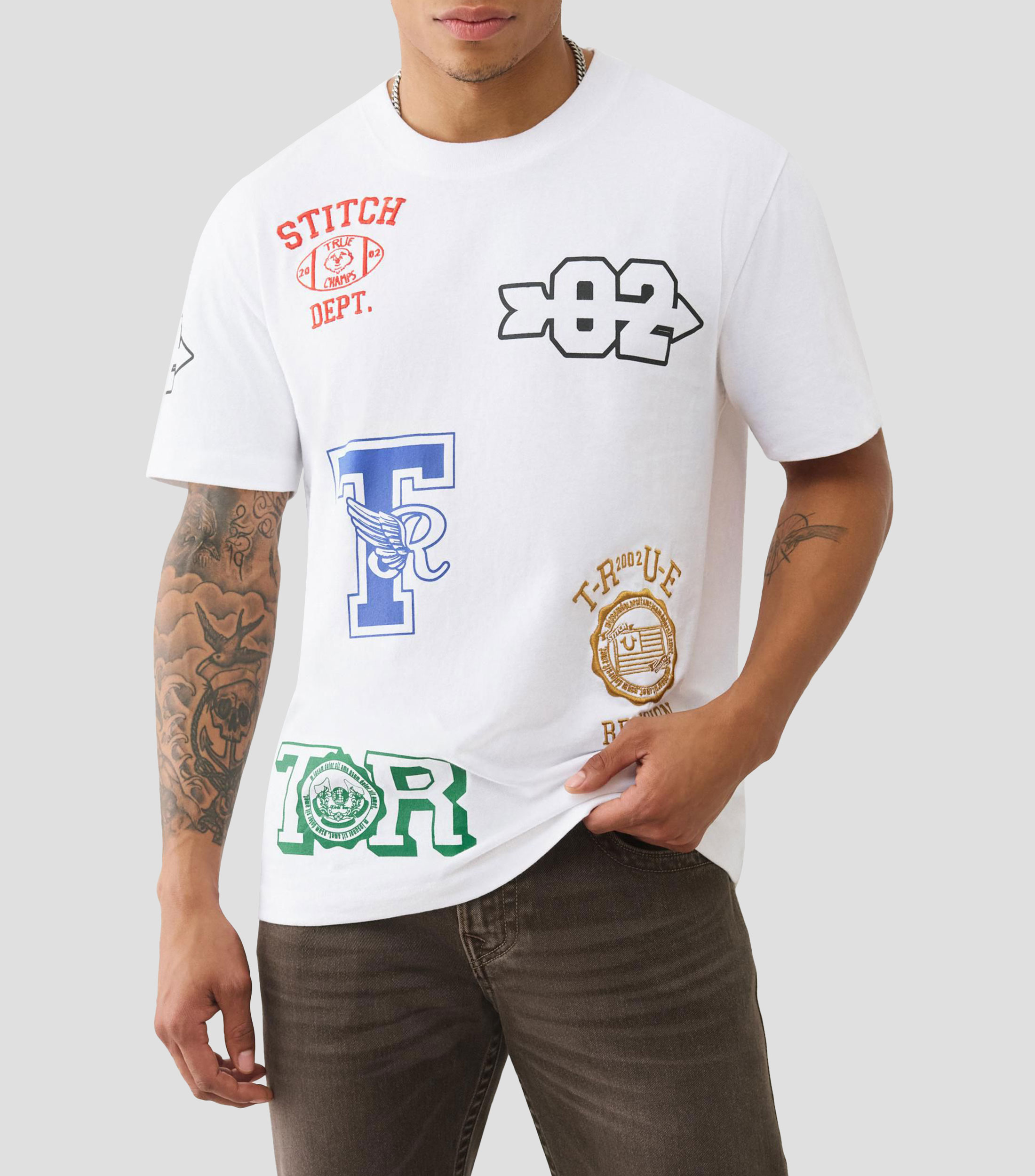 Playera cuello redondo manga corta estampada Hombre