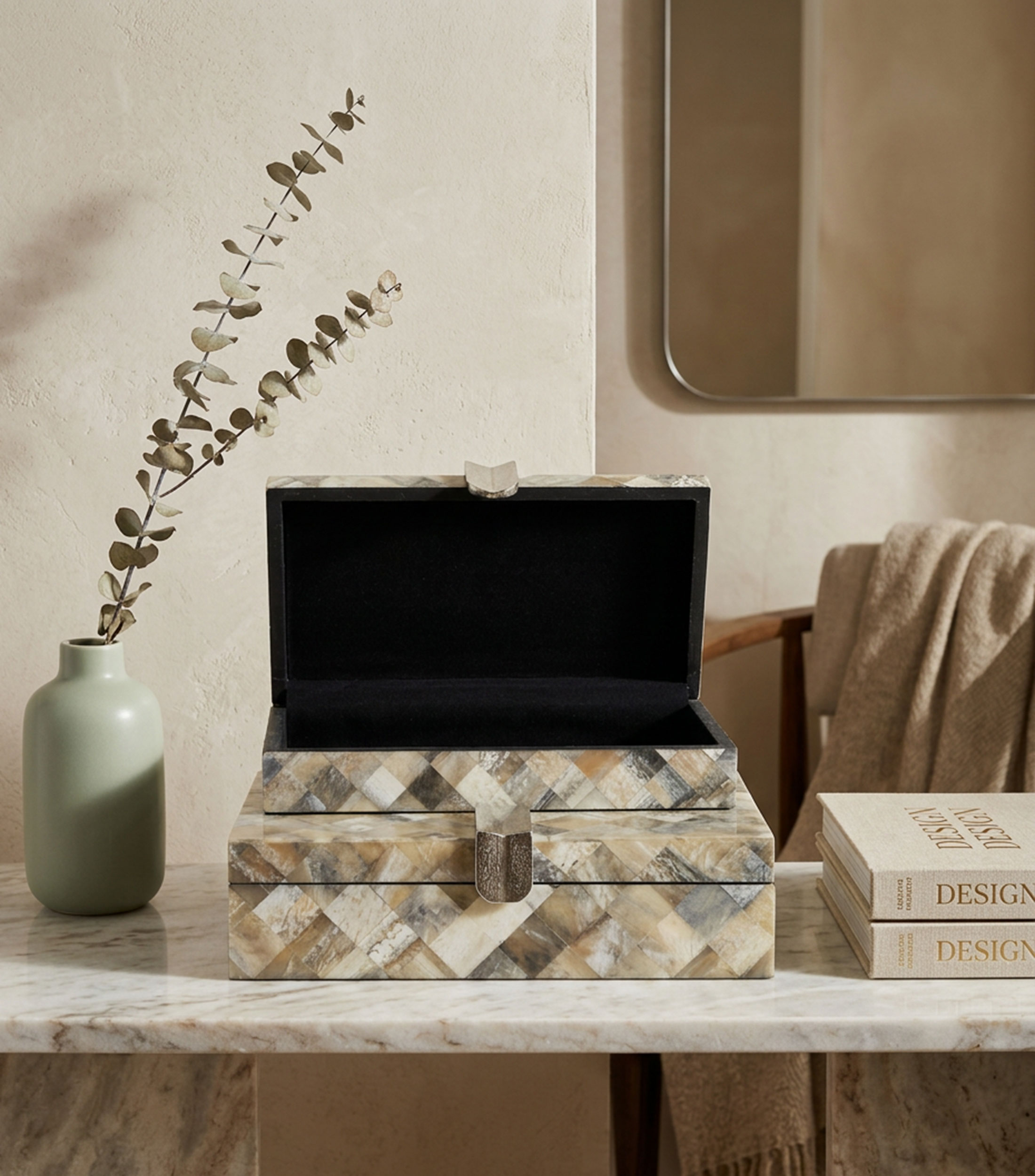 Set 2 cajas decorativas en resina