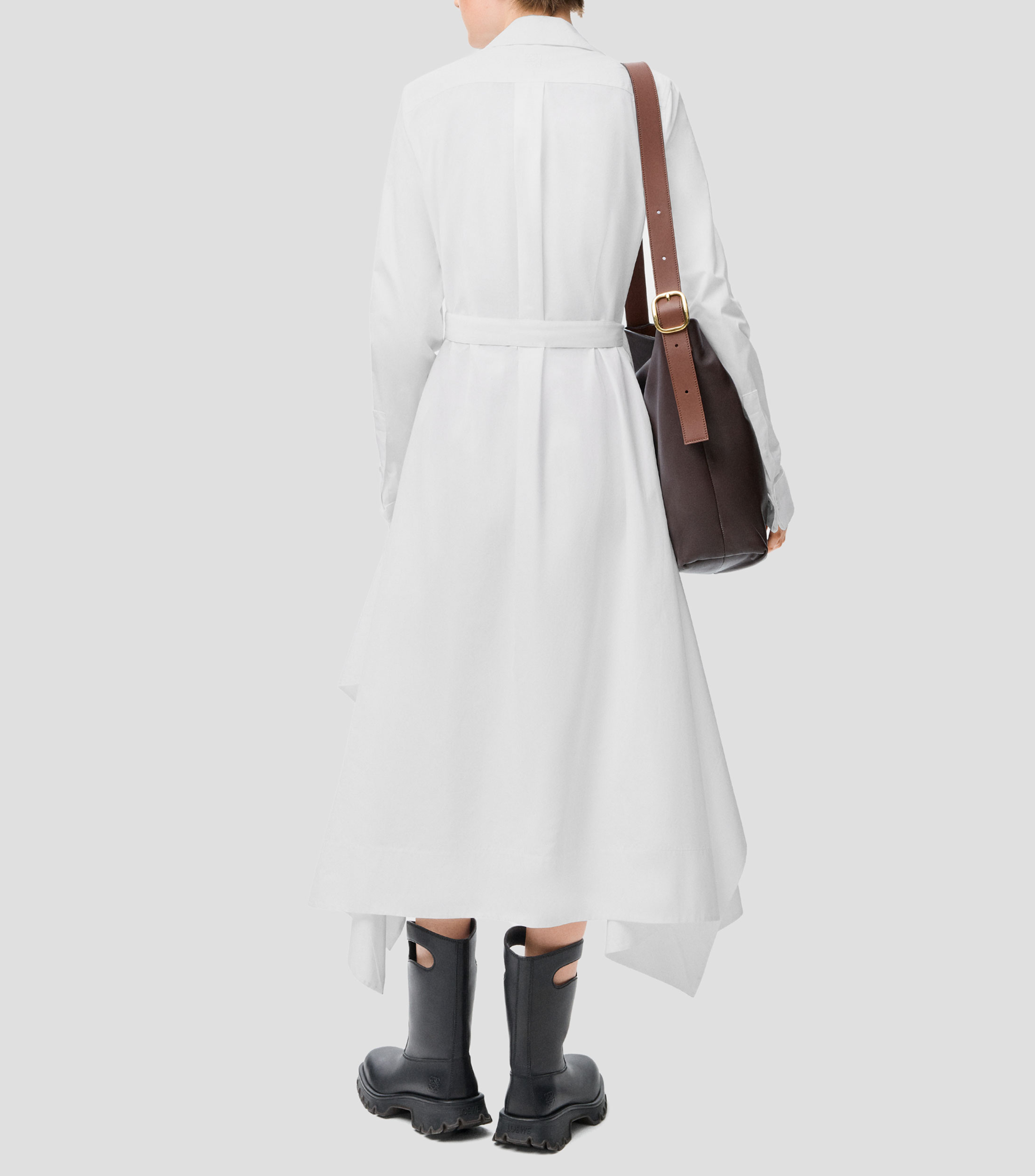 Vestido midi de manga larga liso Mujer
