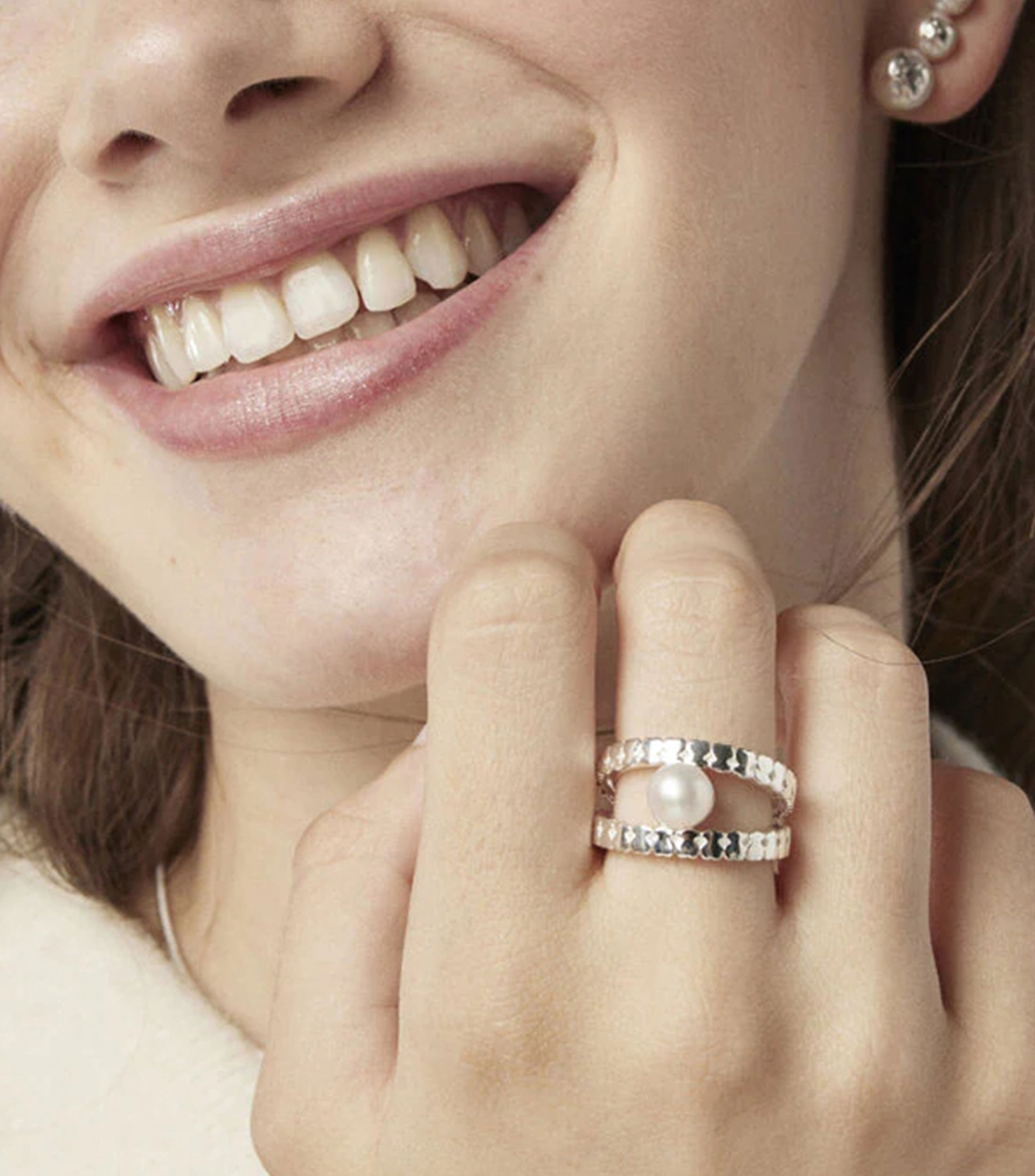 Anillo en plata .925 Straight con perla Mujer Talla: 6