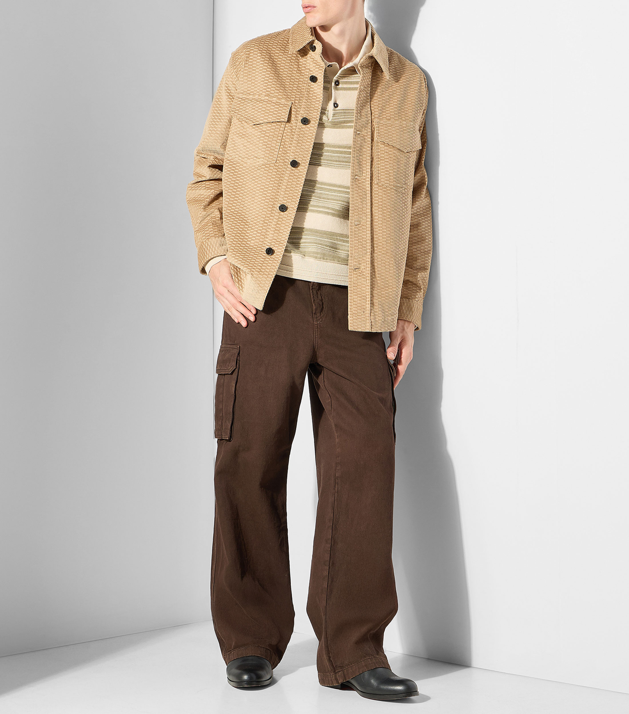 Sobrecamisa lisa con detalle decorativo manga larga Hombre