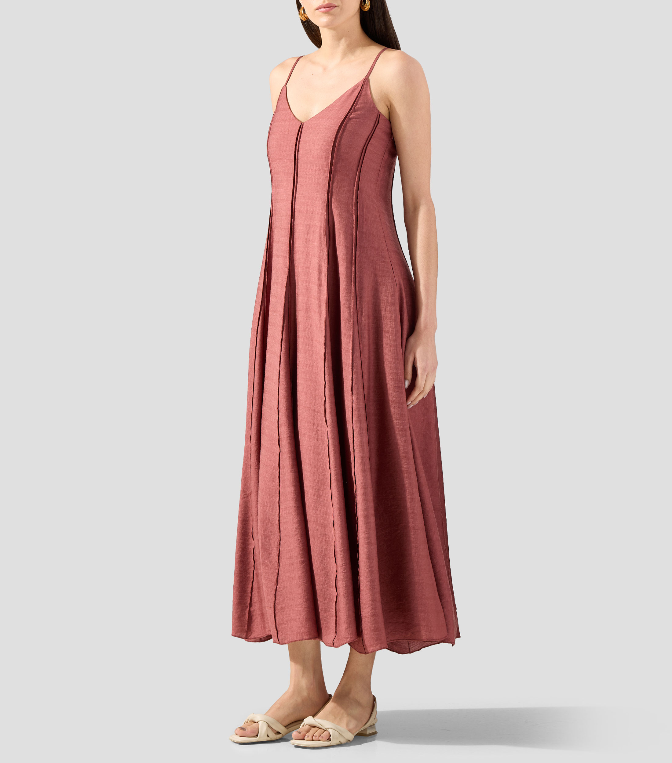 Vestido largo liso Mujer