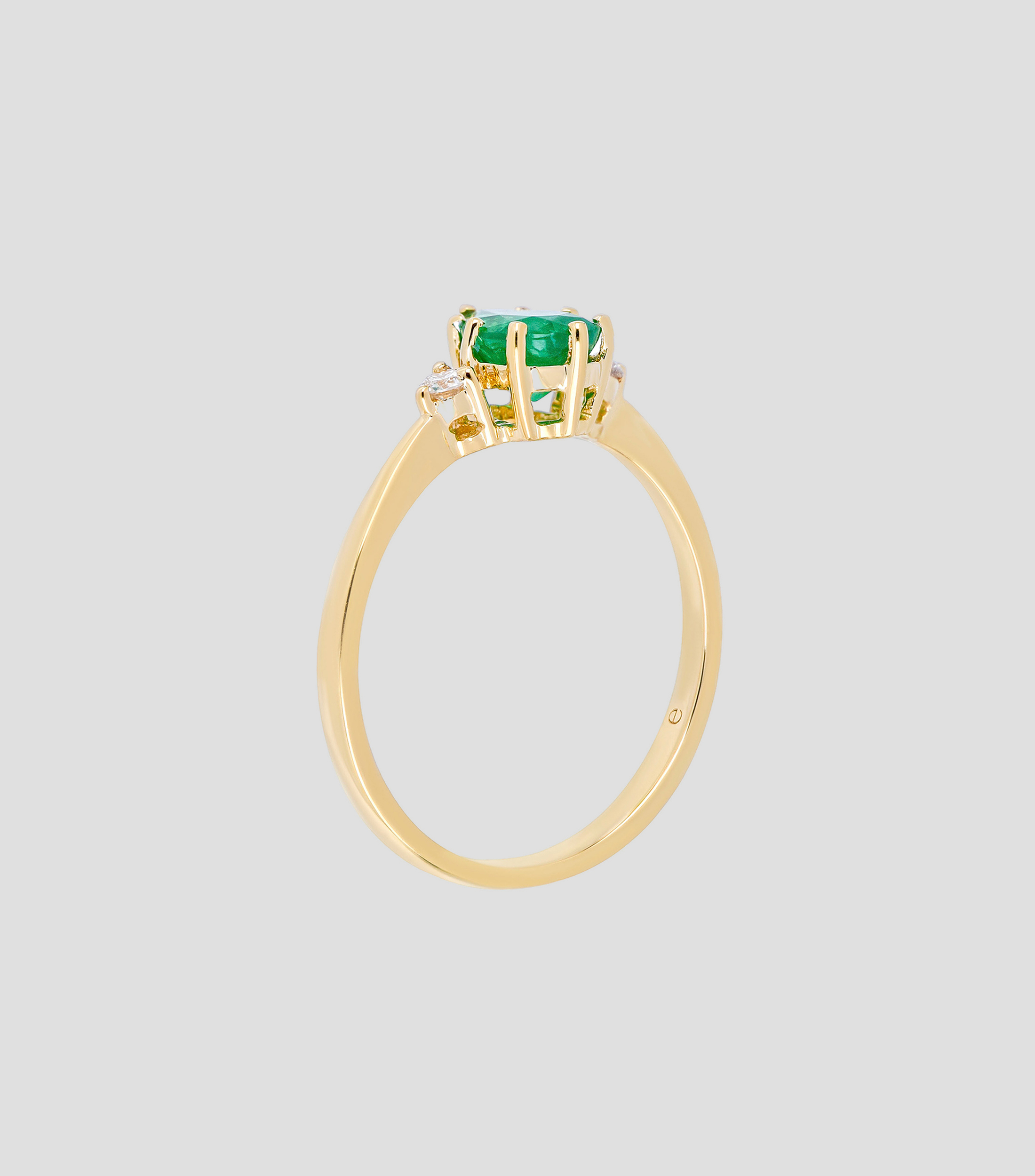 Anillo en oro 18 Kts con esmeralda y diamantes Mujer
