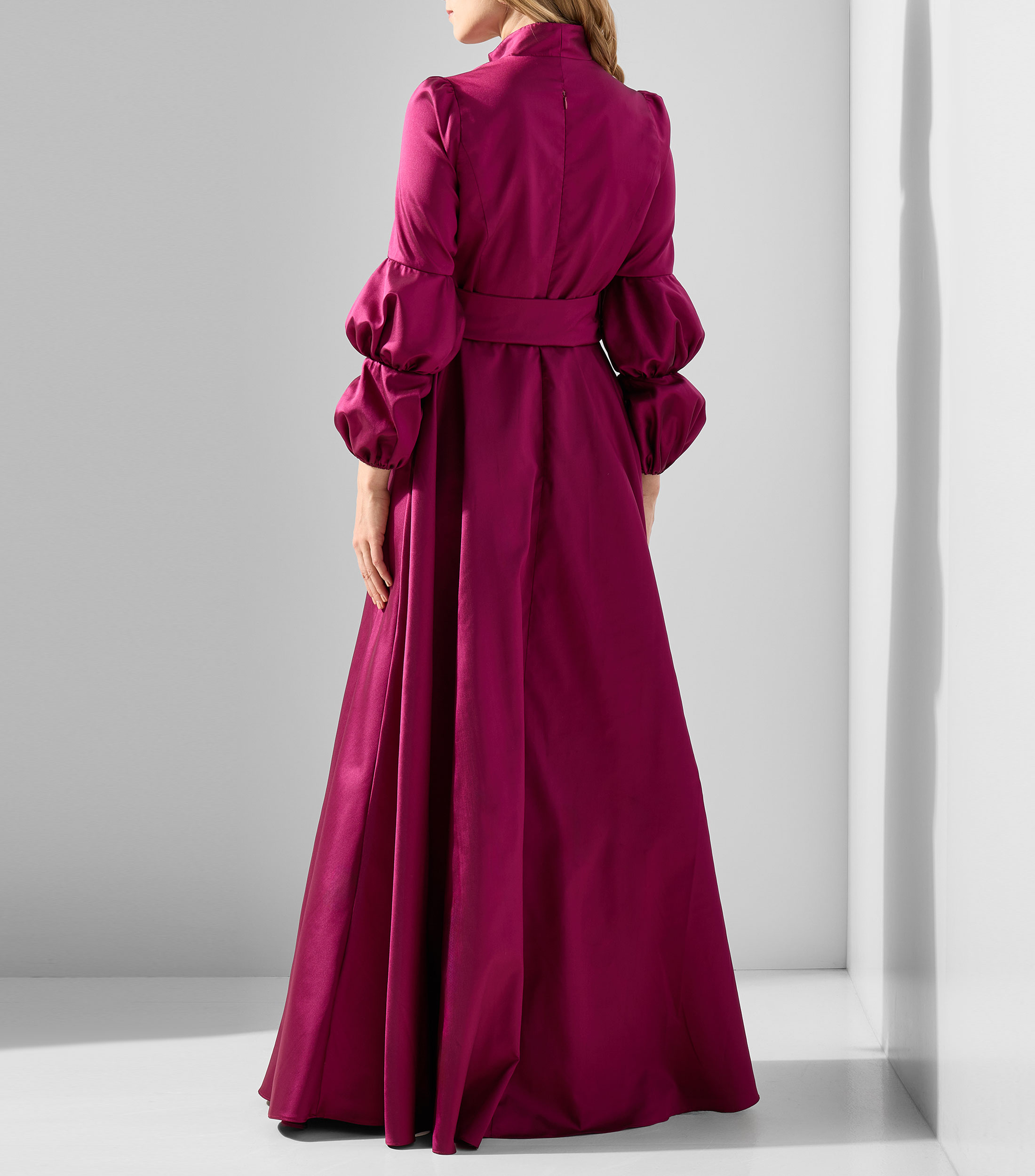 Vestido de fiesta largo manga larga liso Mujer