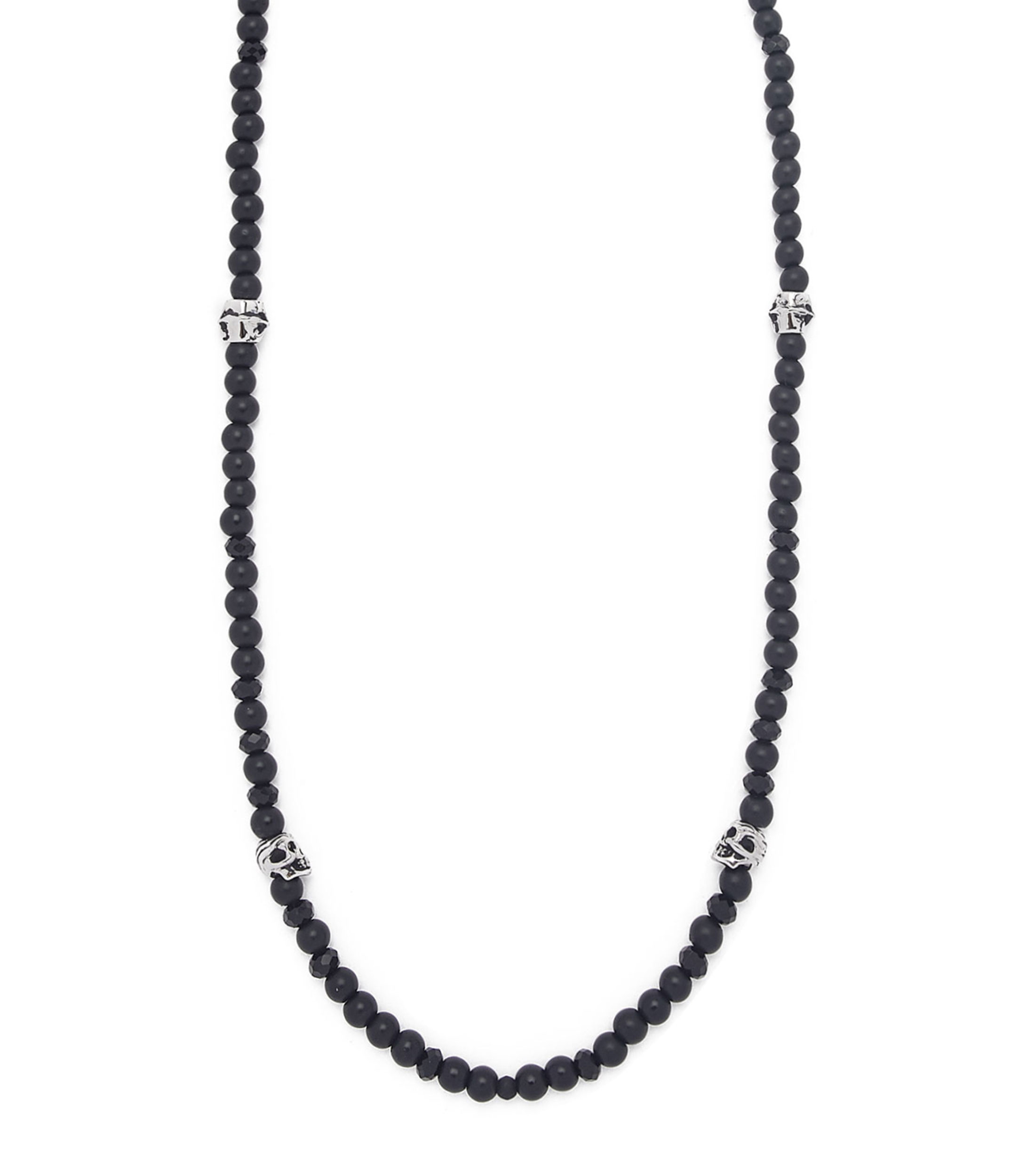 Collar en ónix de bolitas con calaveras Hombre