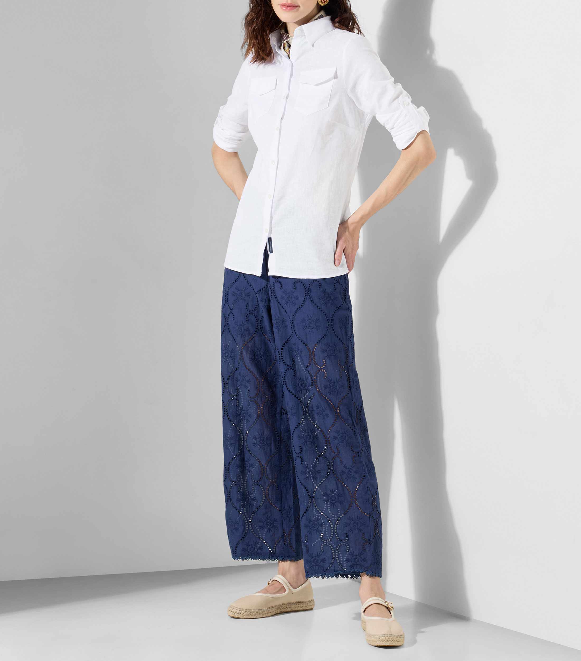 Camisa lisa con manga larga Mujer