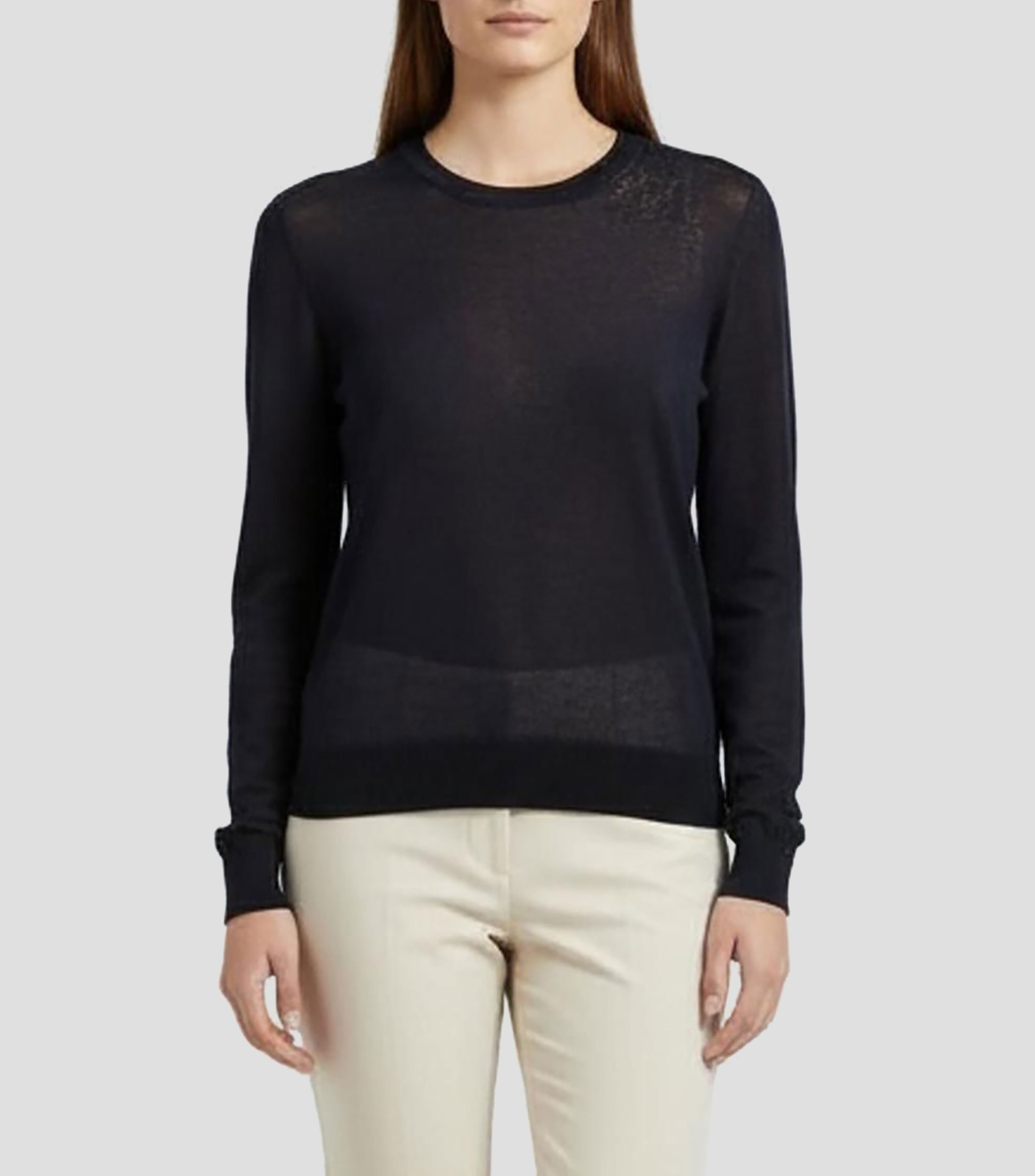 Suéter cuello redondo liso Mujer