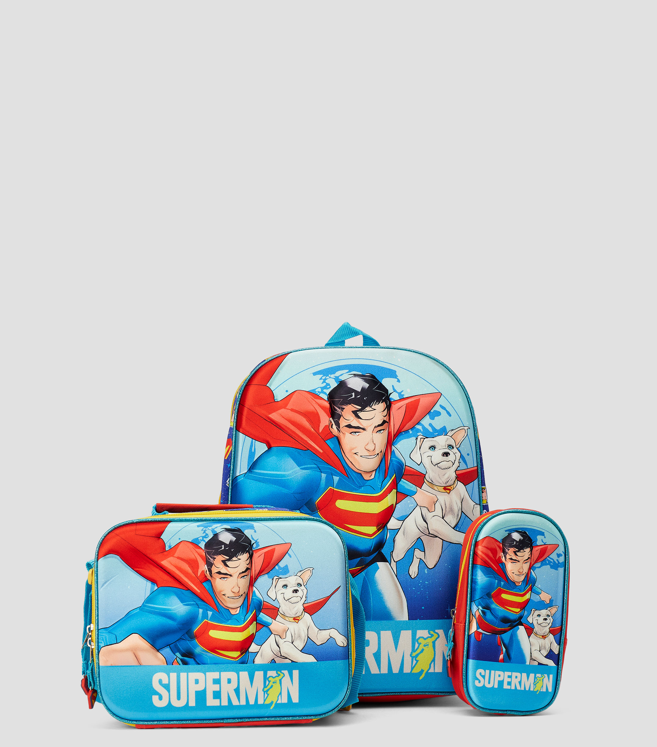 Set 3 en 1 mochila escolar Superman Niño