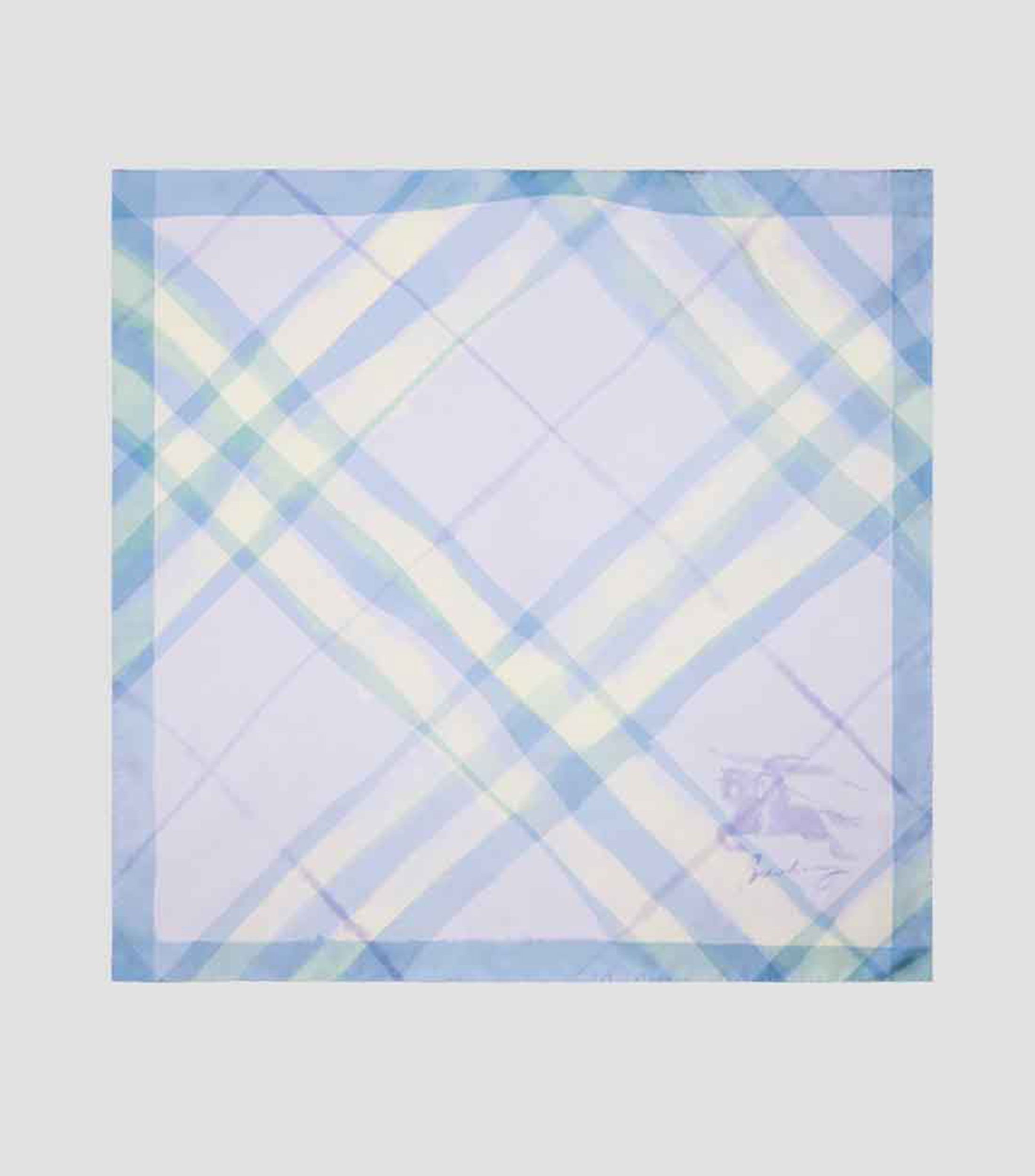 Pañuelo de seda azul con cuadros Unisex