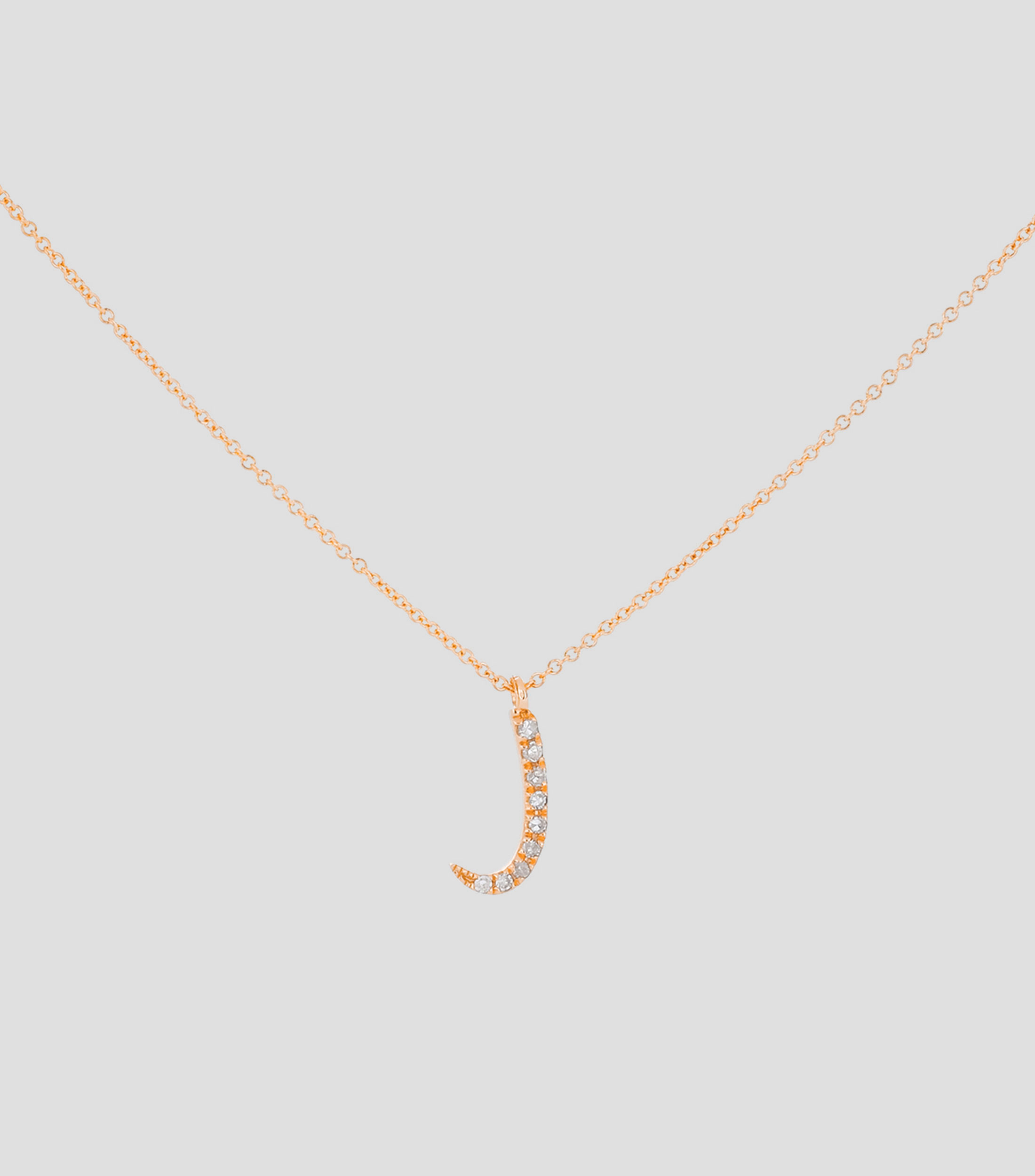 Dije Letra "J" en Oro rosa de 14 kilates Iniciales con diamantes Mujer