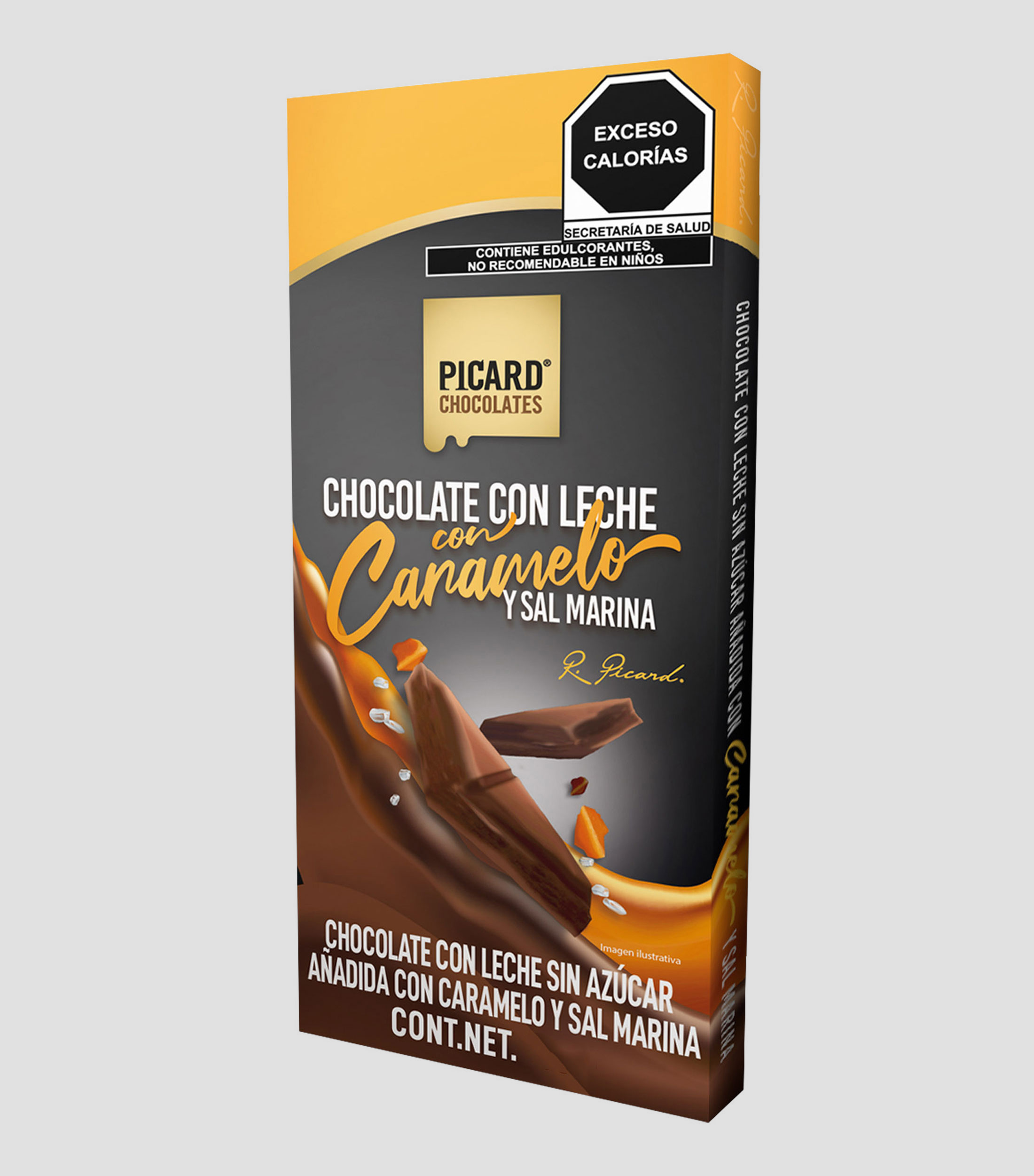 Barra de Chocolate con leche, caramelo y sal, 100 gr