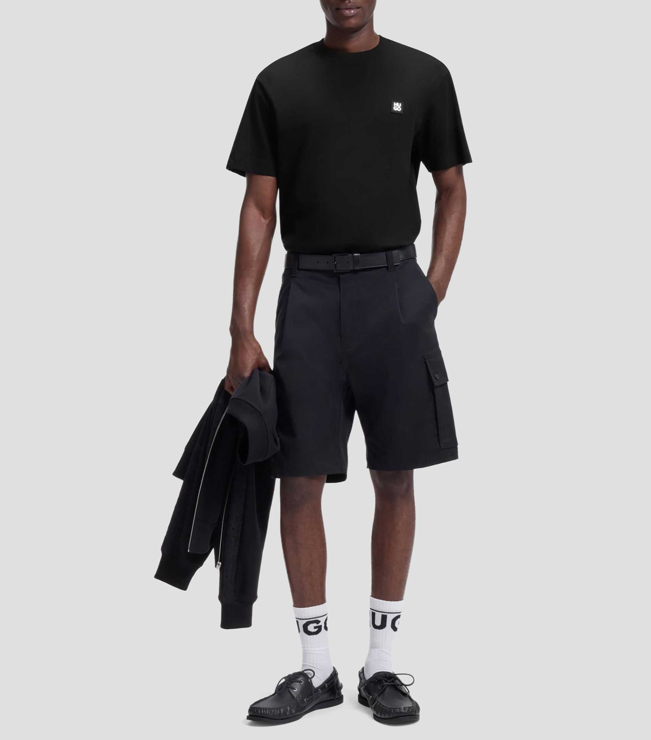 Playera relaxed de algodón interlock con hombros bordados Hombre