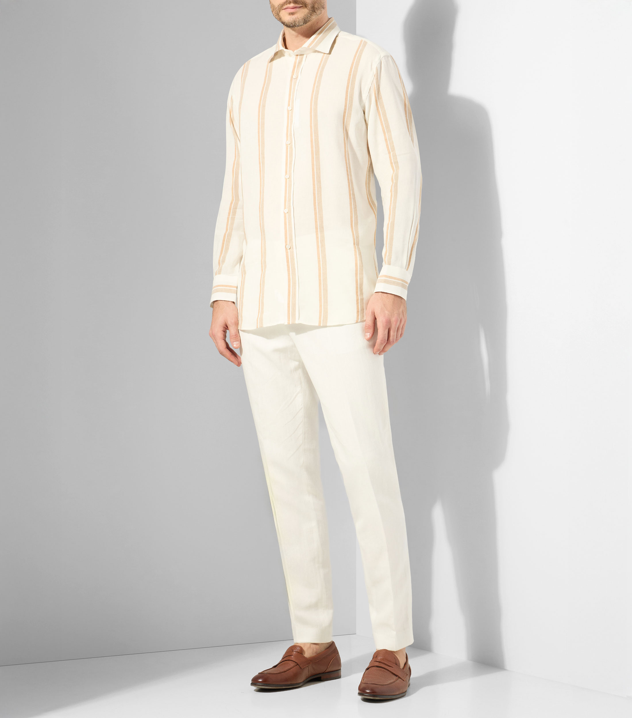 Camisa de rayas con manga larga Hombre
