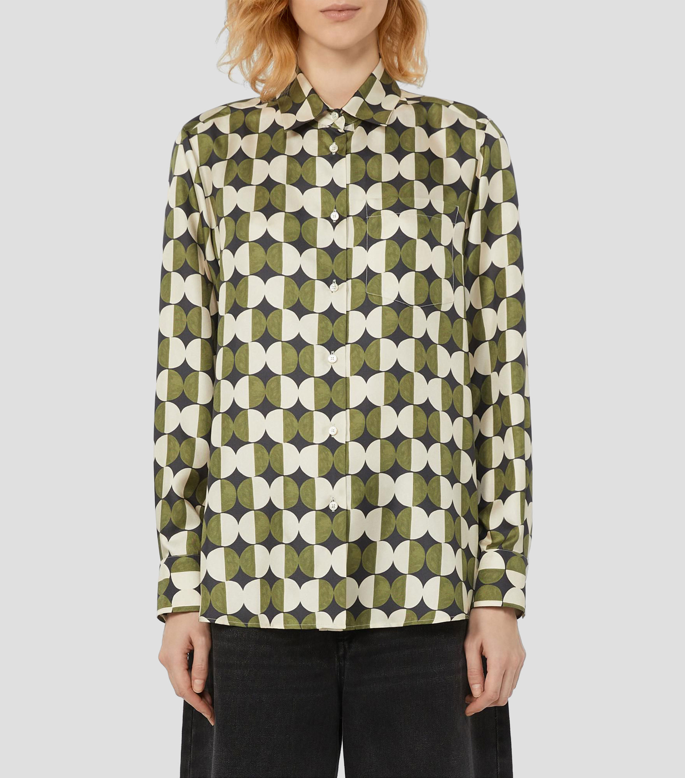 Camisa geométrica manga larga Mujer