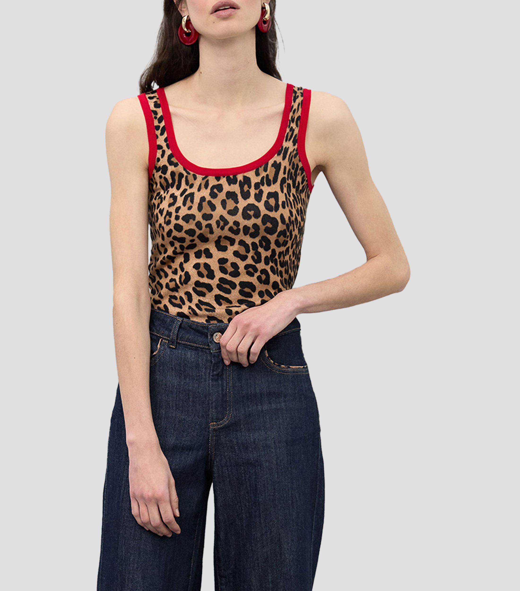 Top estampado sin mangas Mujer