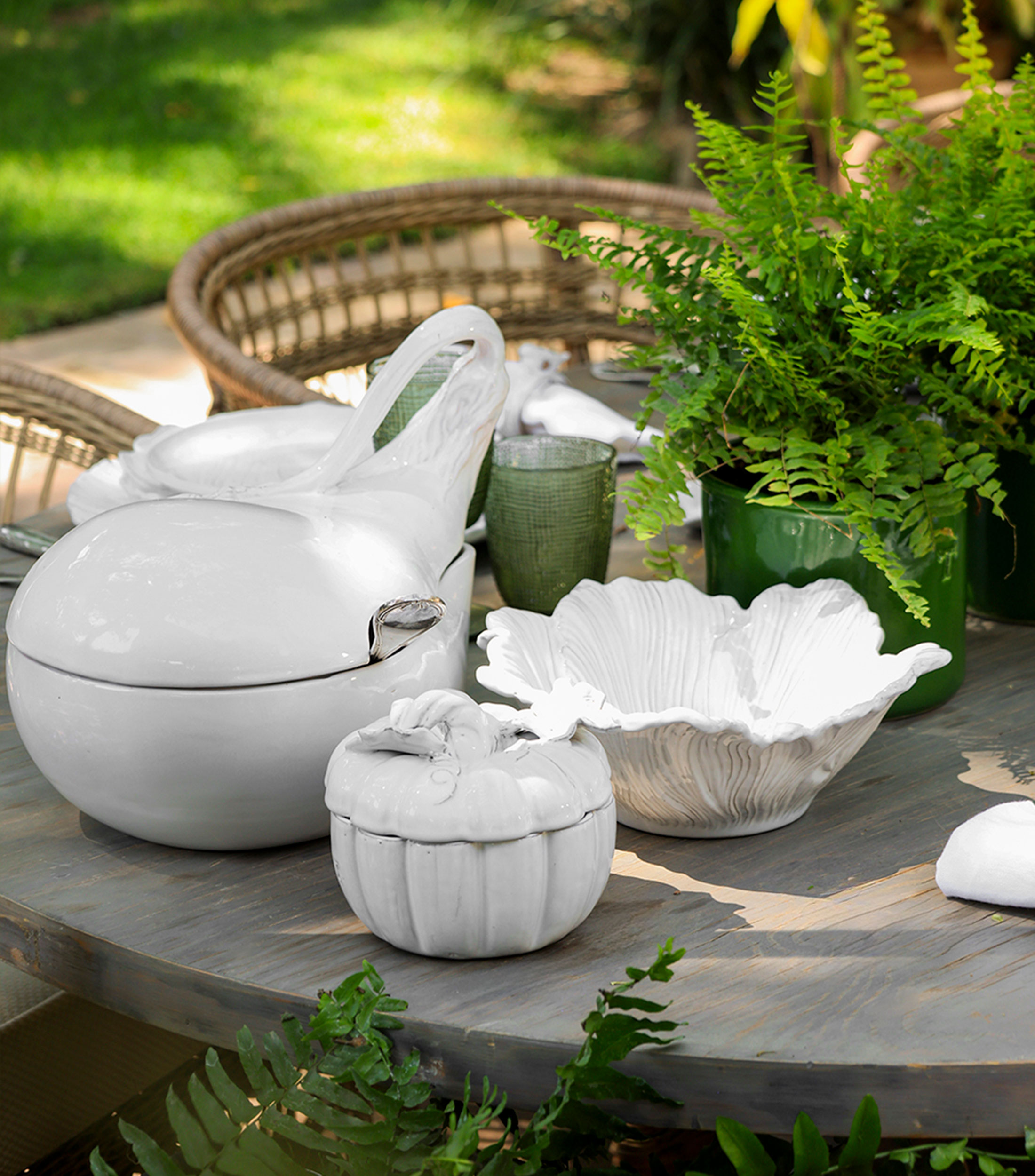 Sopera con tapa Calabaza blanca en cerámica