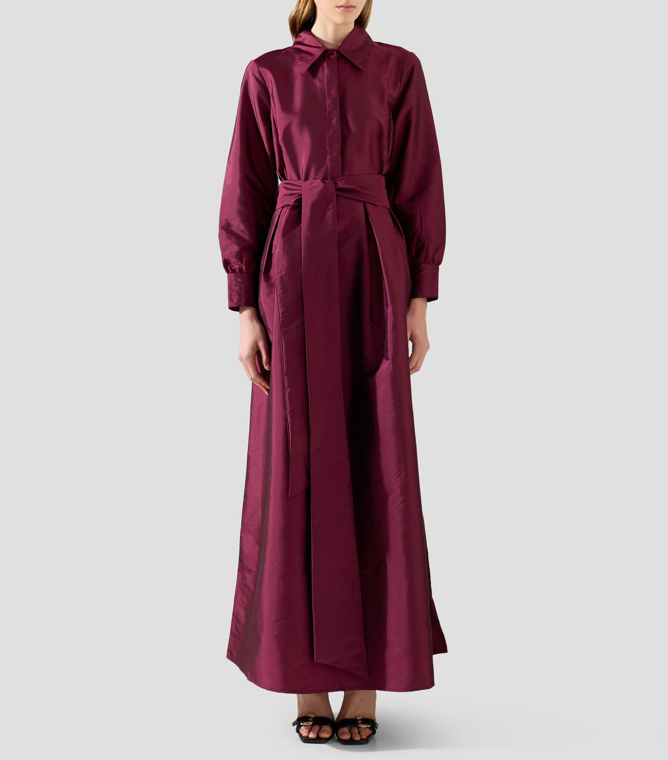Vestido largo manga larga liso Mujer