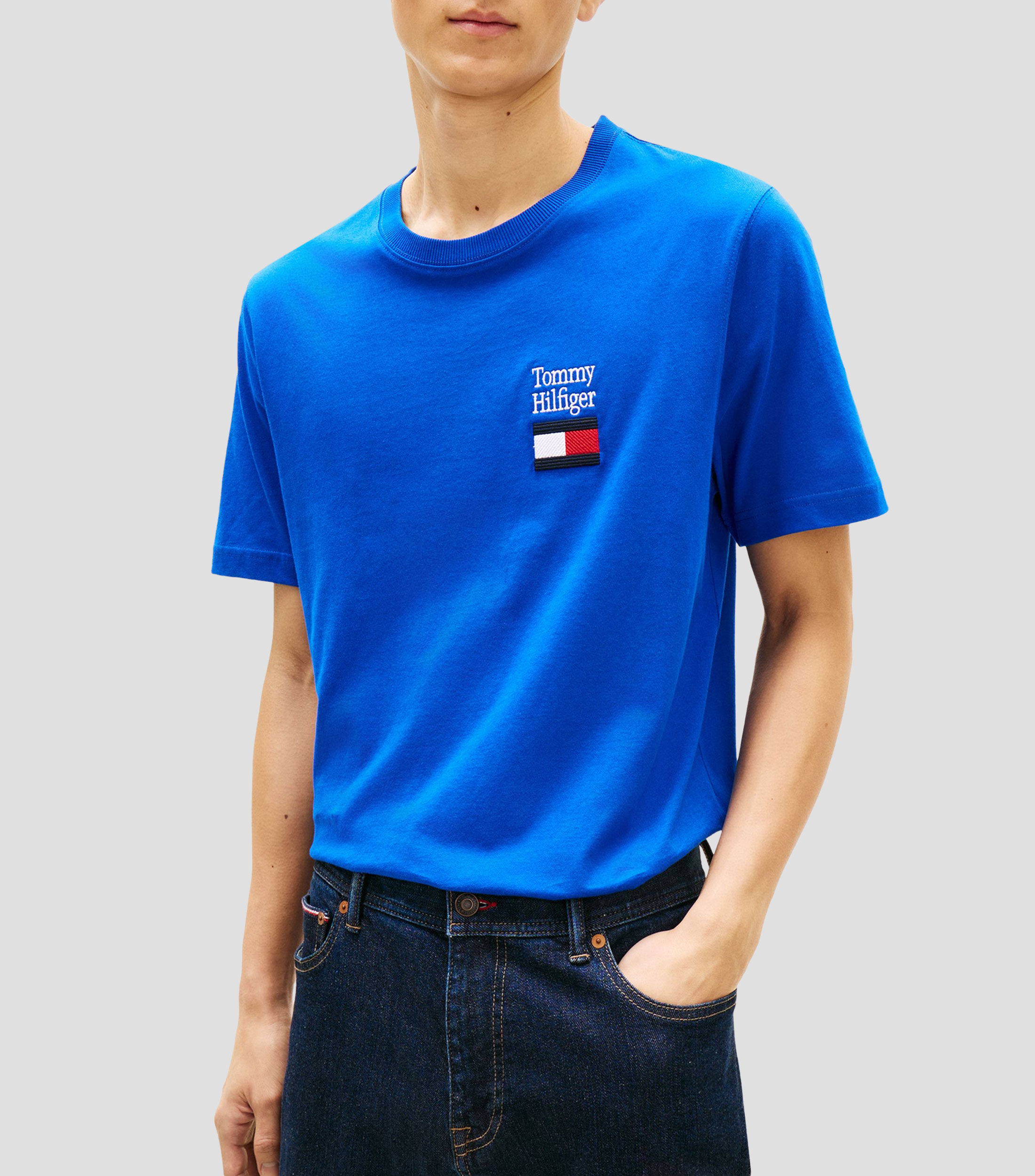Playera cuello redondo manga corta sólida Hombre