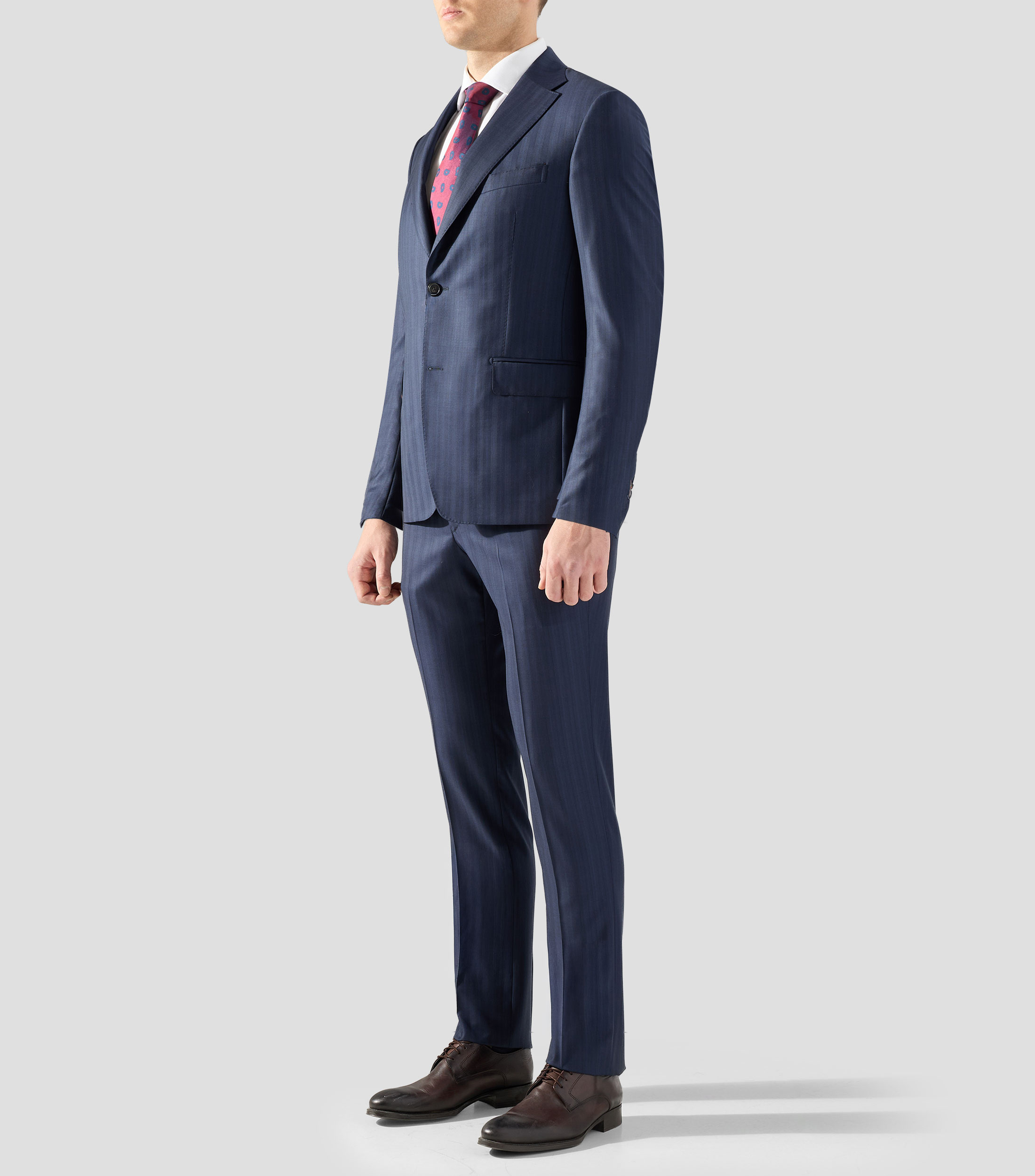 Traje de lana corte regular a rayas Hombre
