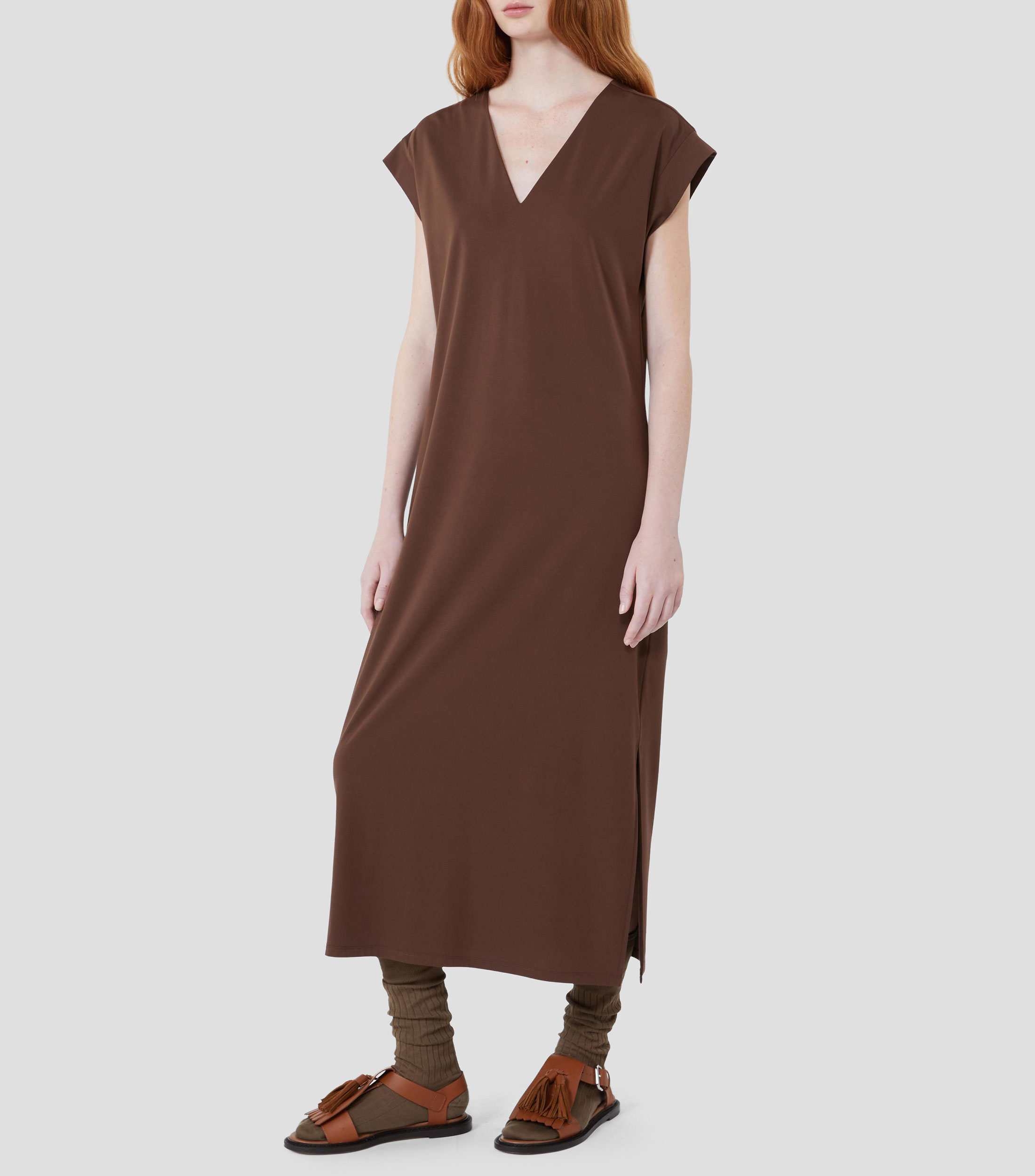 Vestido largo liso Mujer