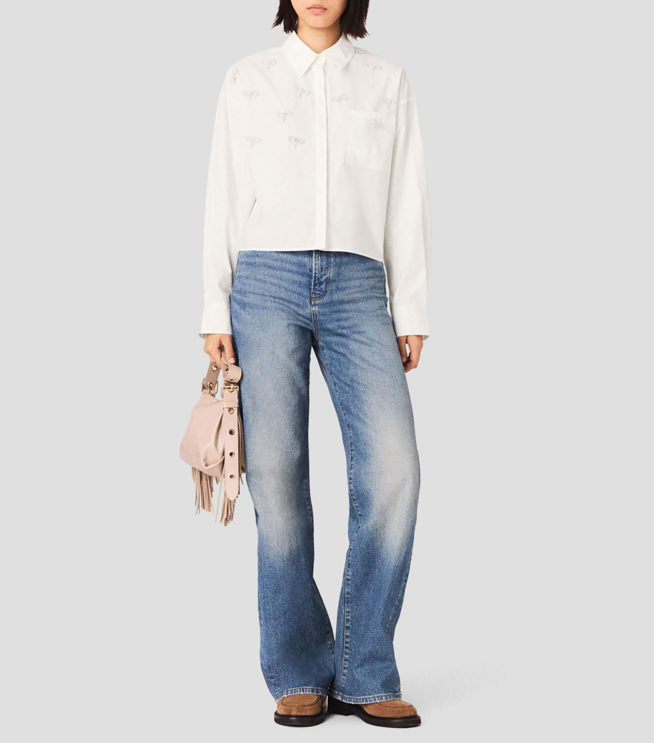 Camisa lisa manga larga Mujer