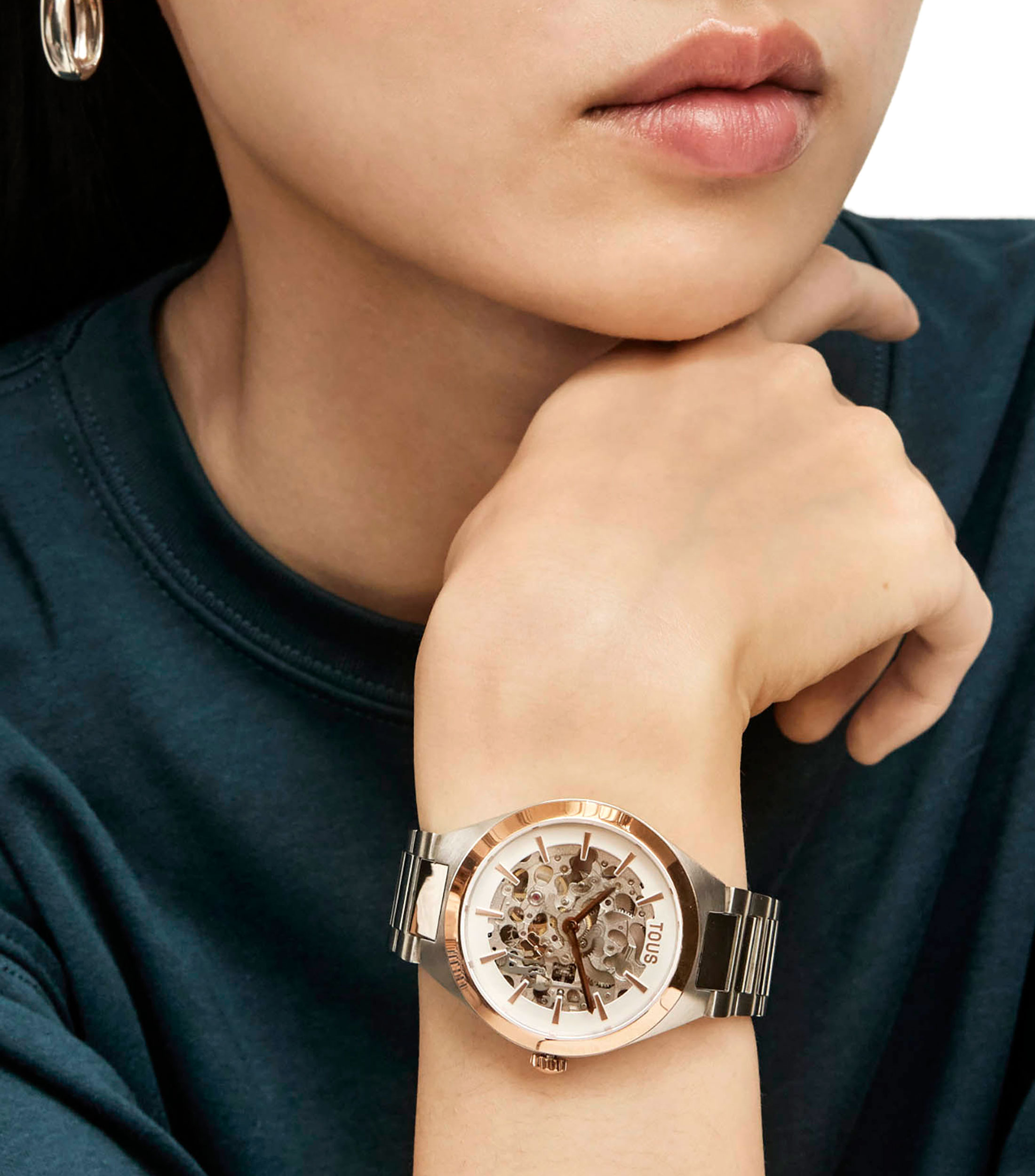 Reloj para Mujer Karat Round Casual, plata, oro rosa