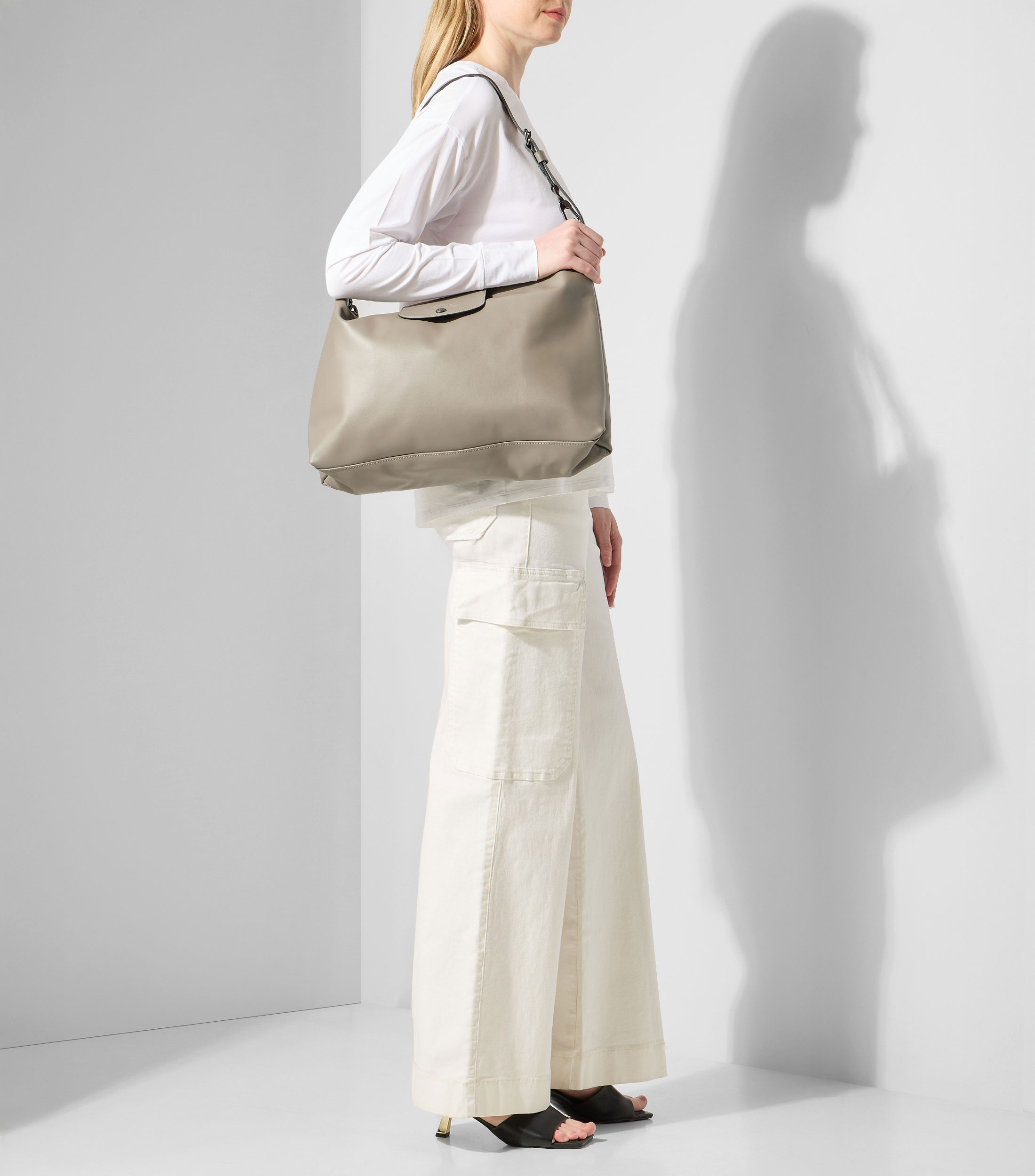 Bolsa shoulder gris en piel Le Pliage Xtra lisa Mujer