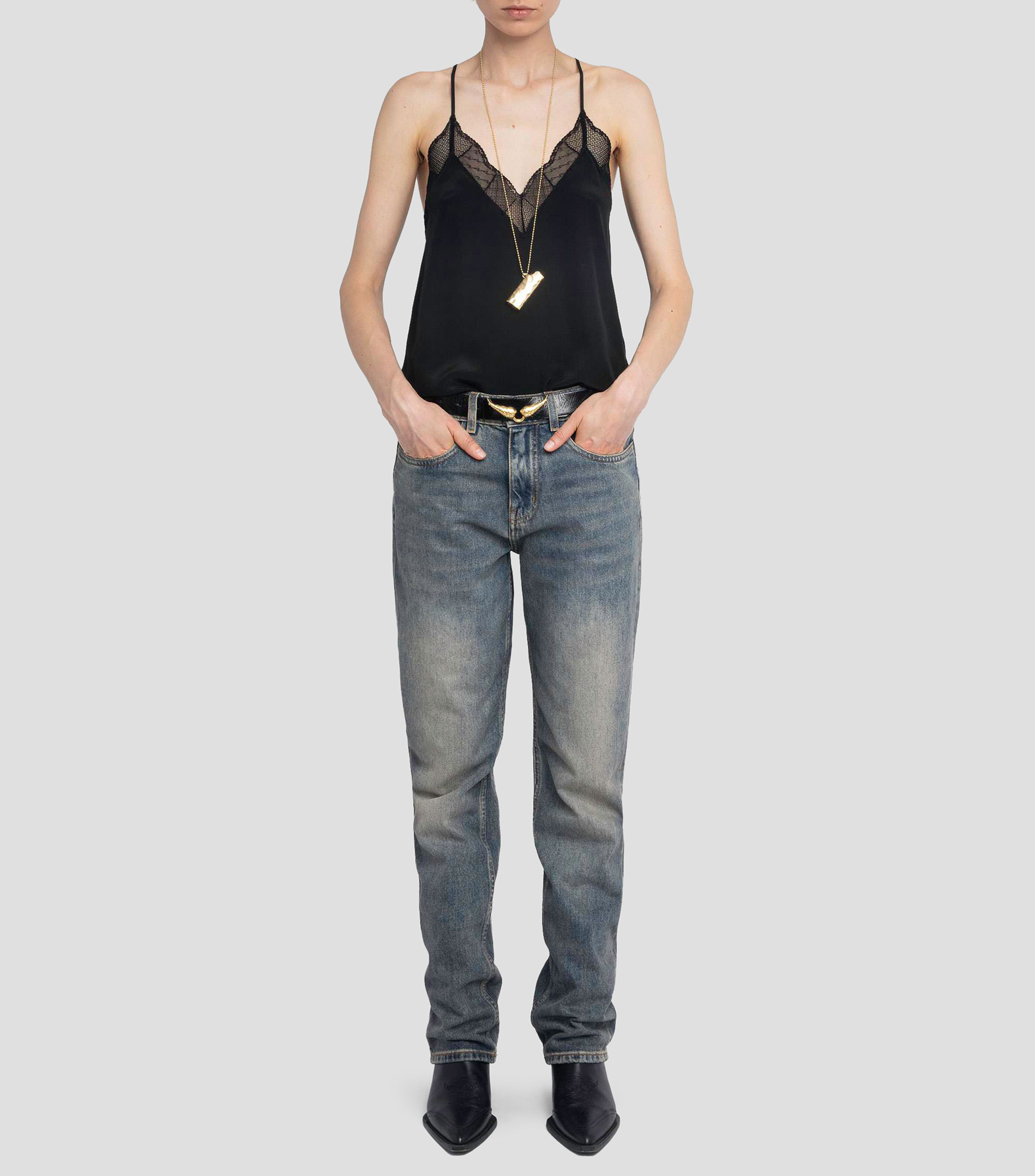 Blusa lisa sin mangas Mujer