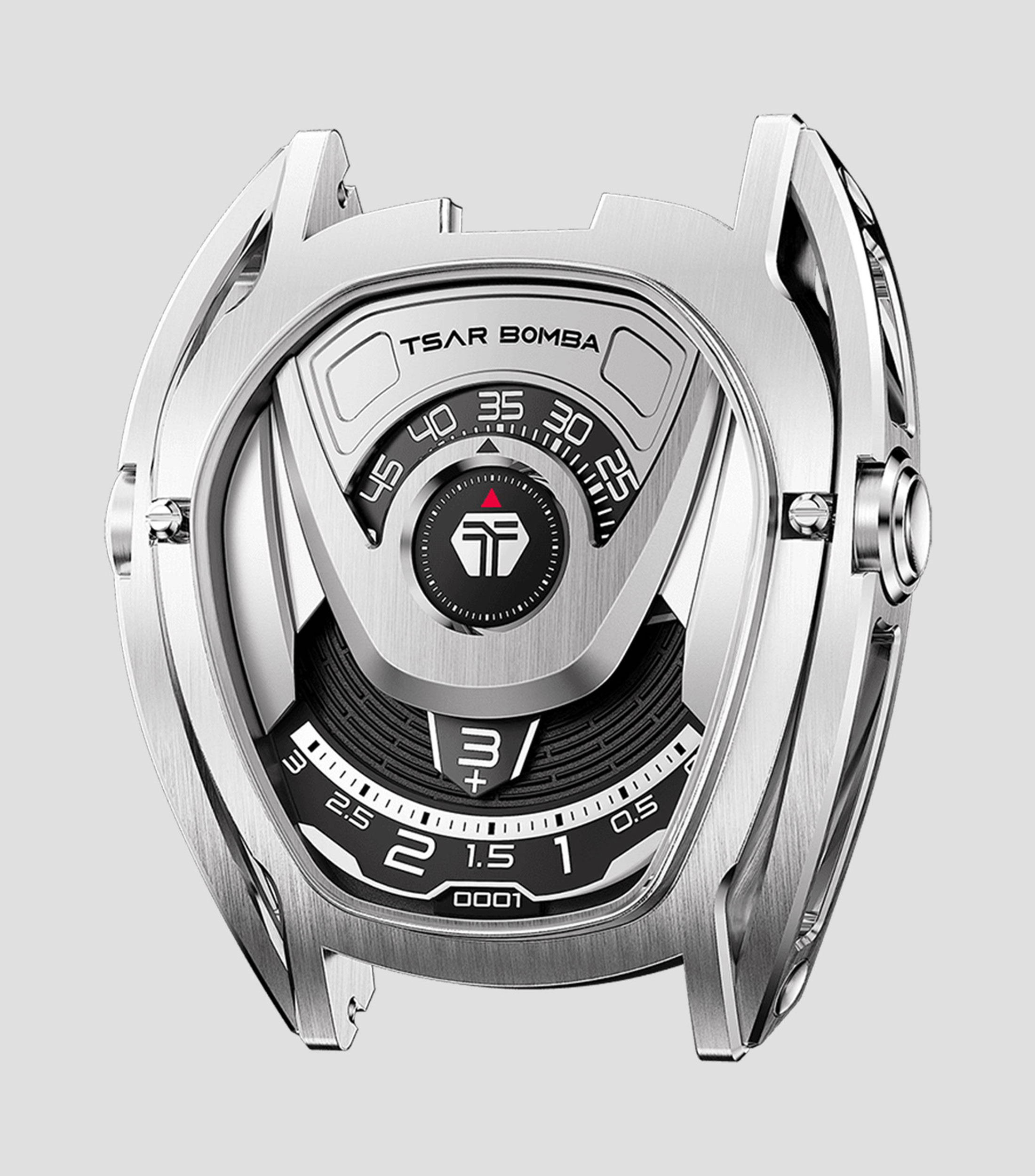 Cabeza de reloj intercambiable Reactor en acero inoxidable plateado