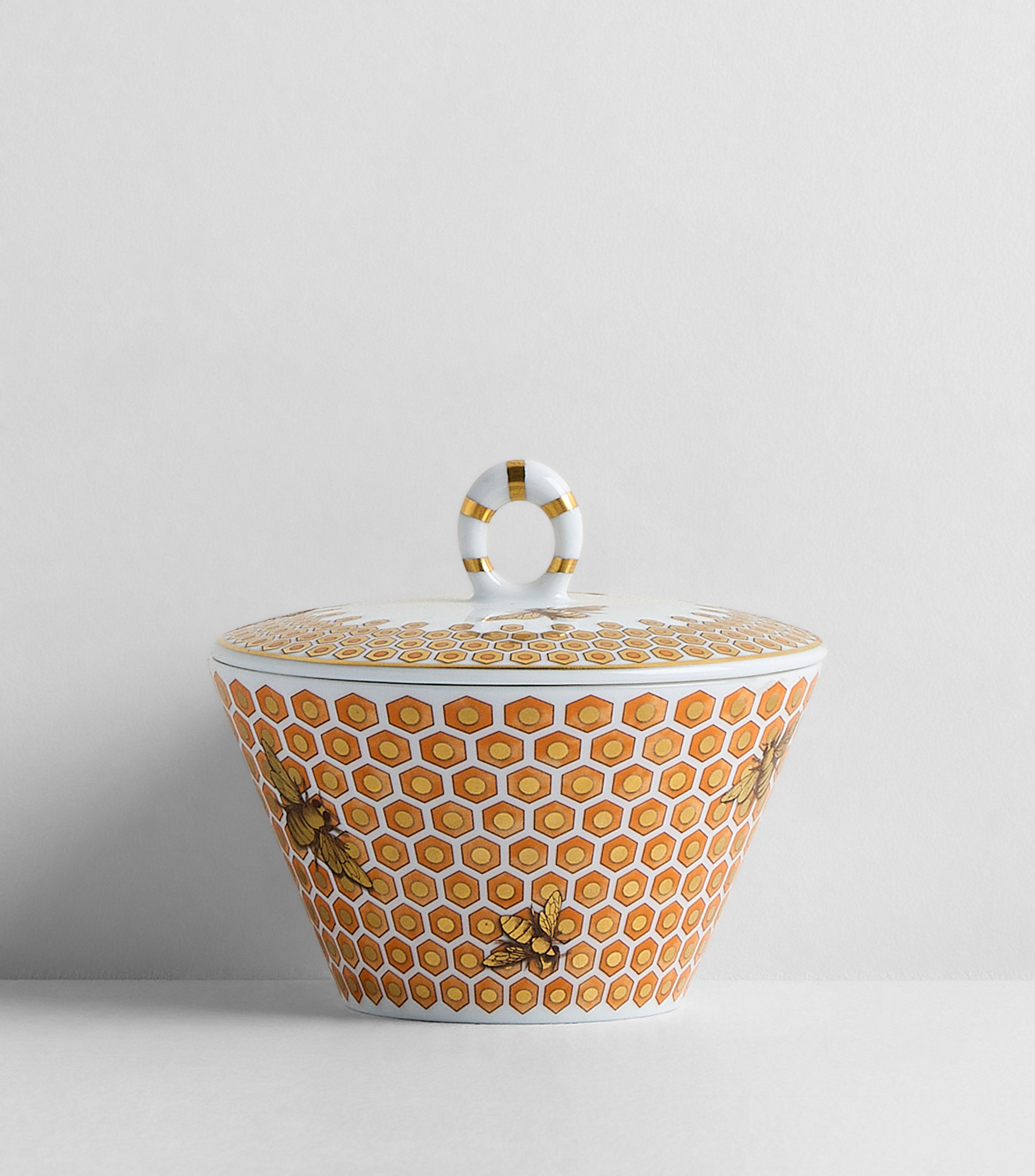 Portavela Bee Gold en porcelana