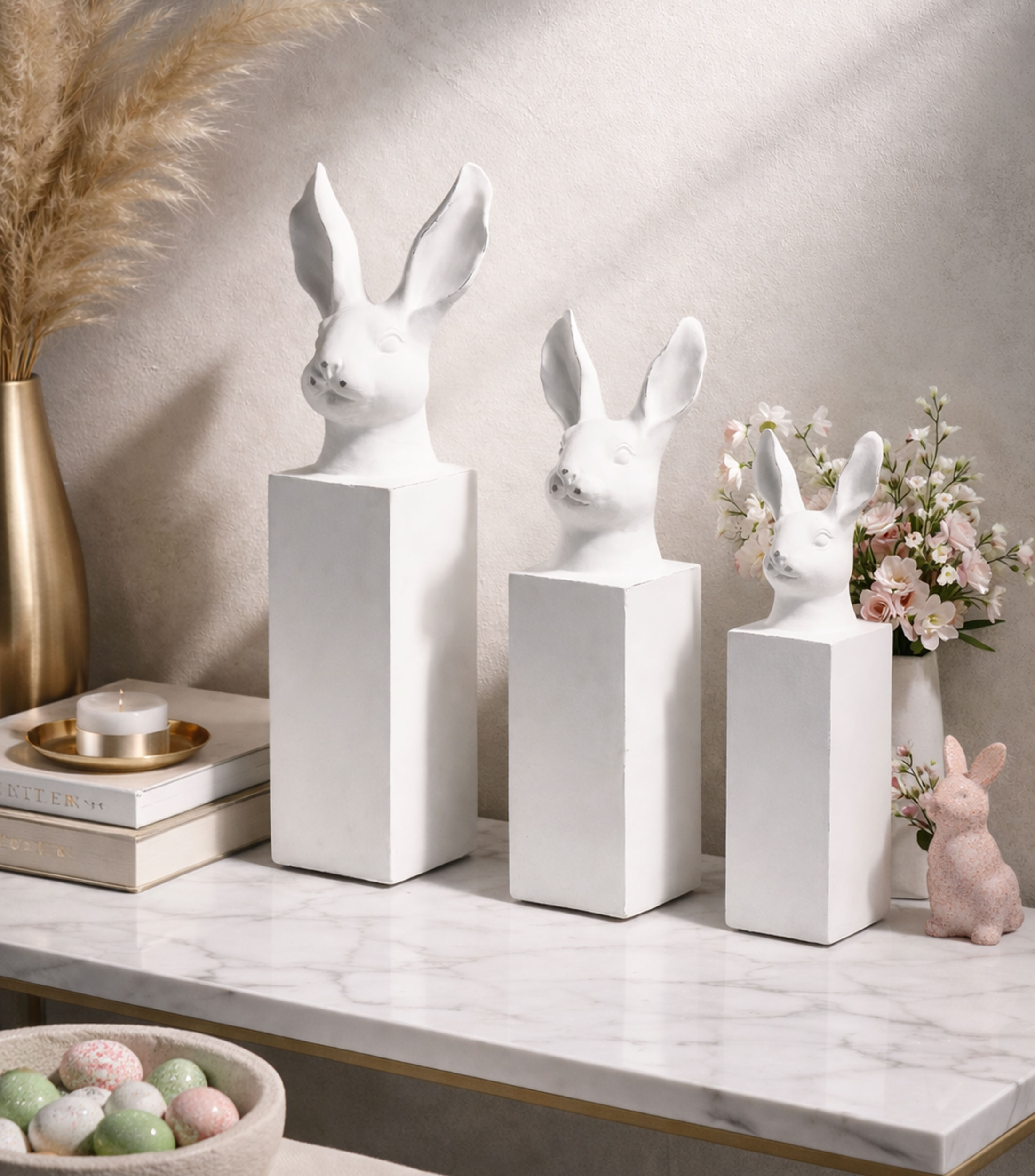 Set 3 Figuras decorativas Conejos en resina