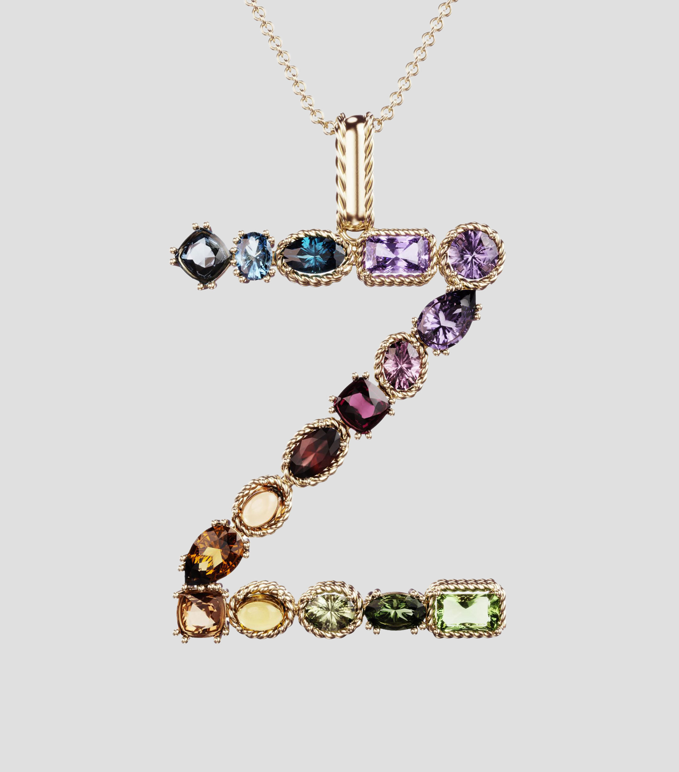 Collar en Oro amarillo de 18 Kilates Alphabet Letra Z Mujer
