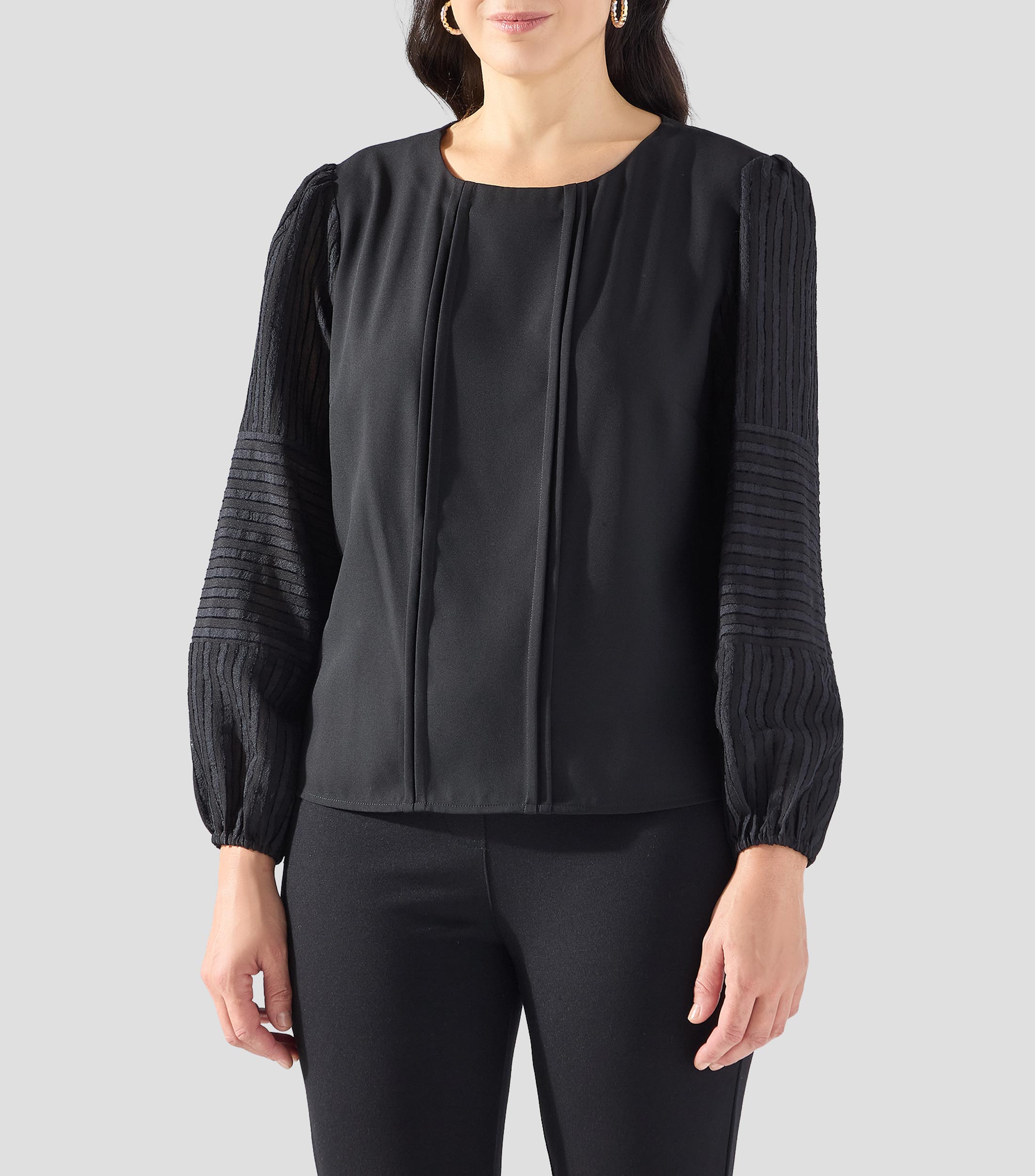Blusa lisa manga larga Mujer