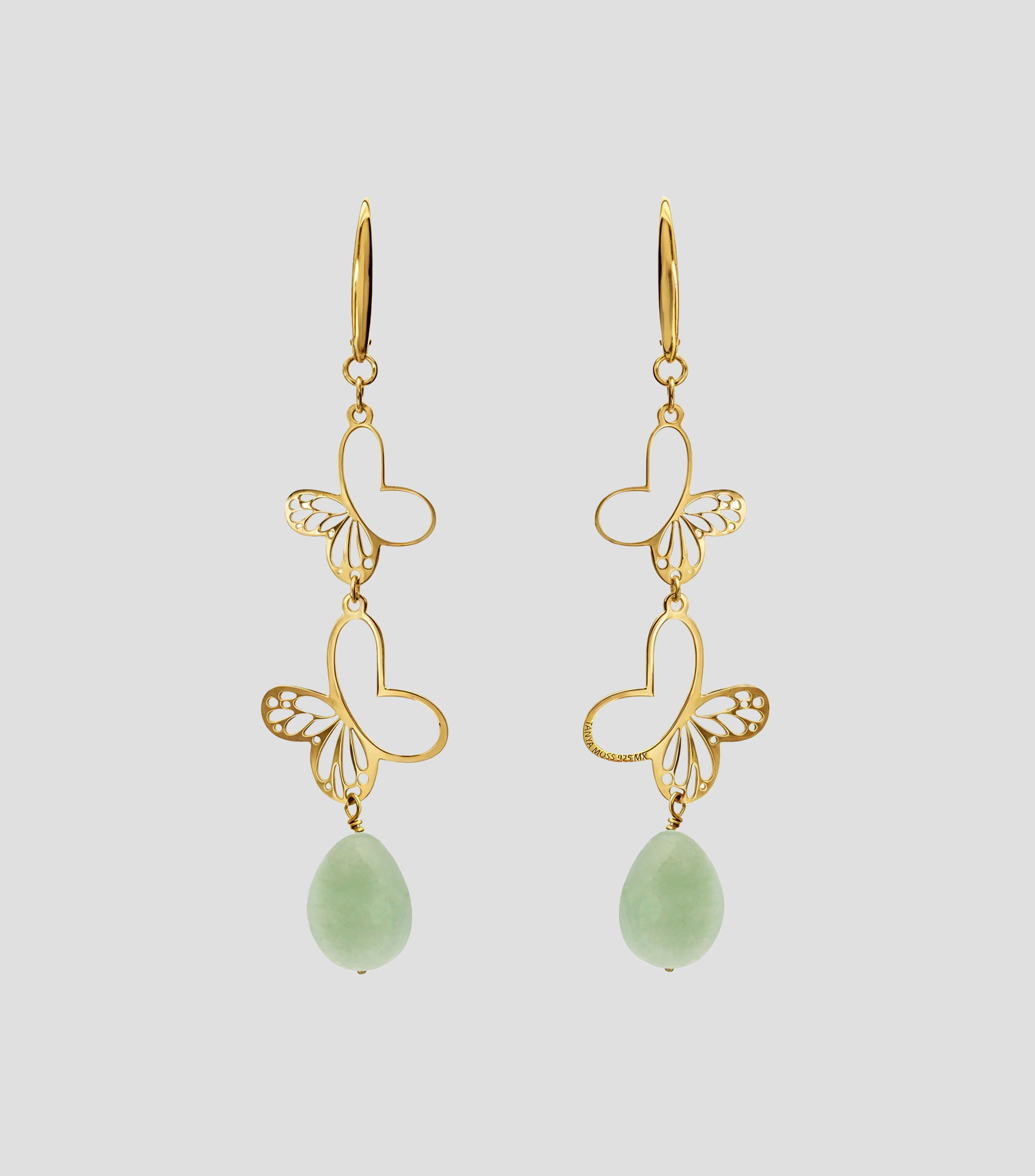 Aretes con mariposas monarcas con venturina Mujer