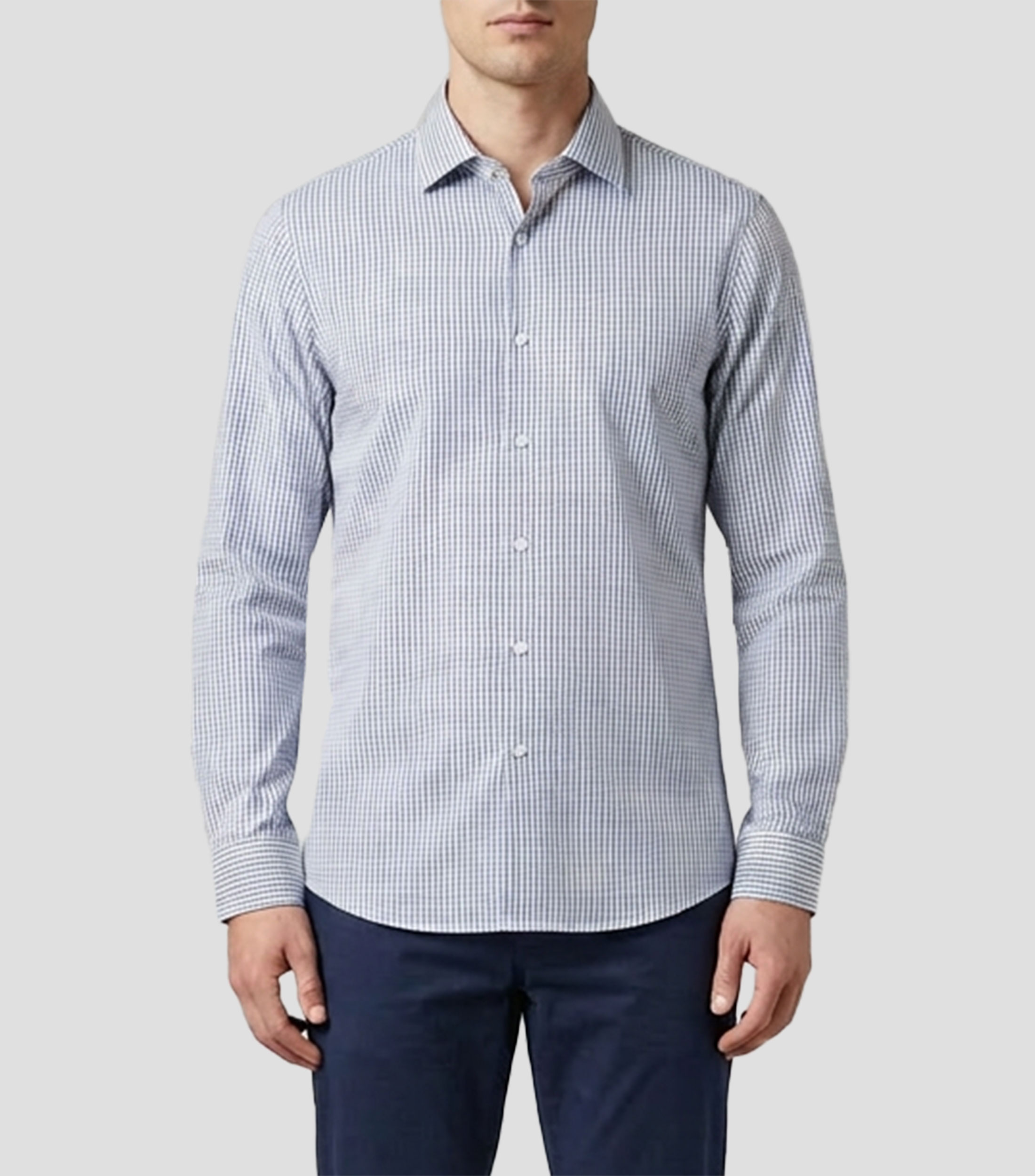 Camisa de vestir cuadros manga larga Hombre