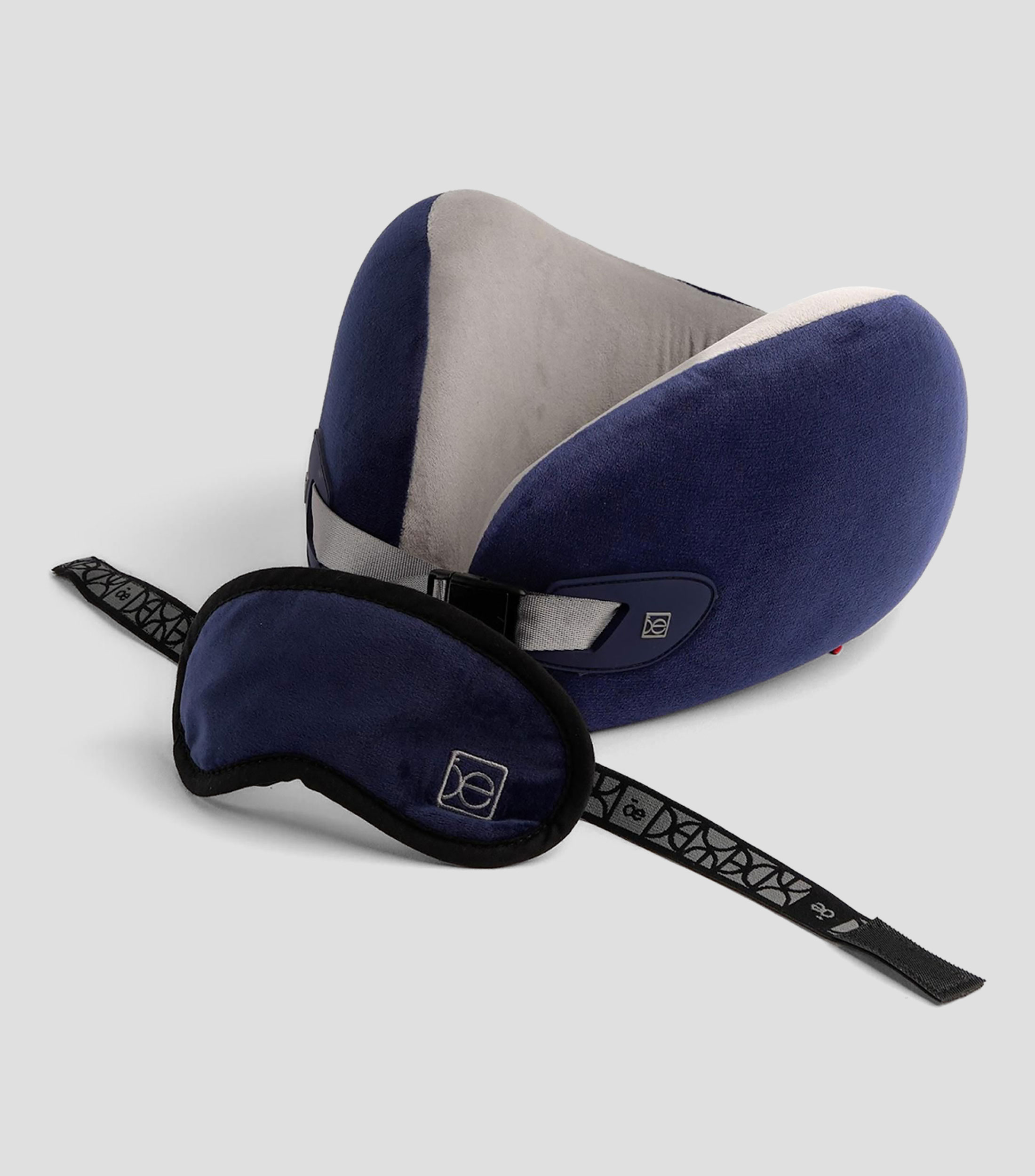 Almohada de viaje con antifaz Memory Foam Firme Ergo Azul con gris