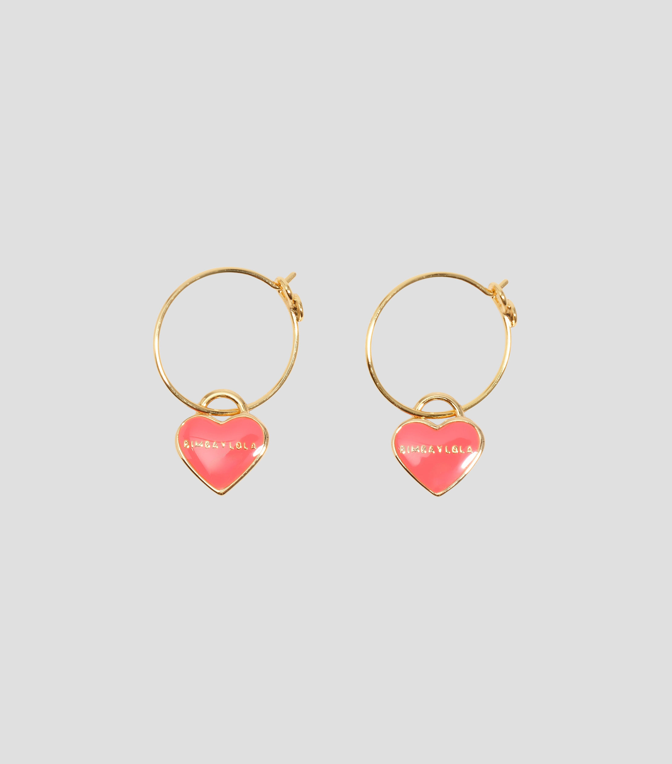 Aretes aro mini corazon dorado y rojo Mujer