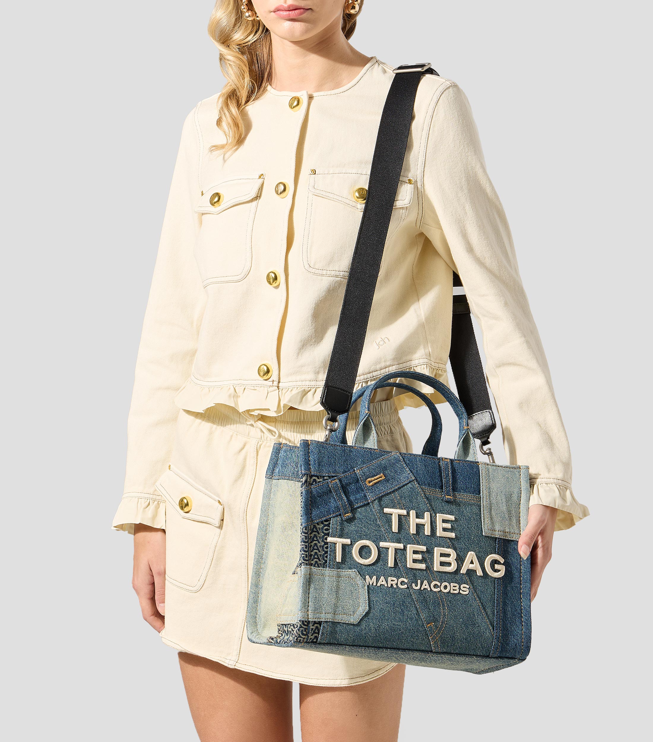 Bolsa tote mediana azul deslavado Mujer