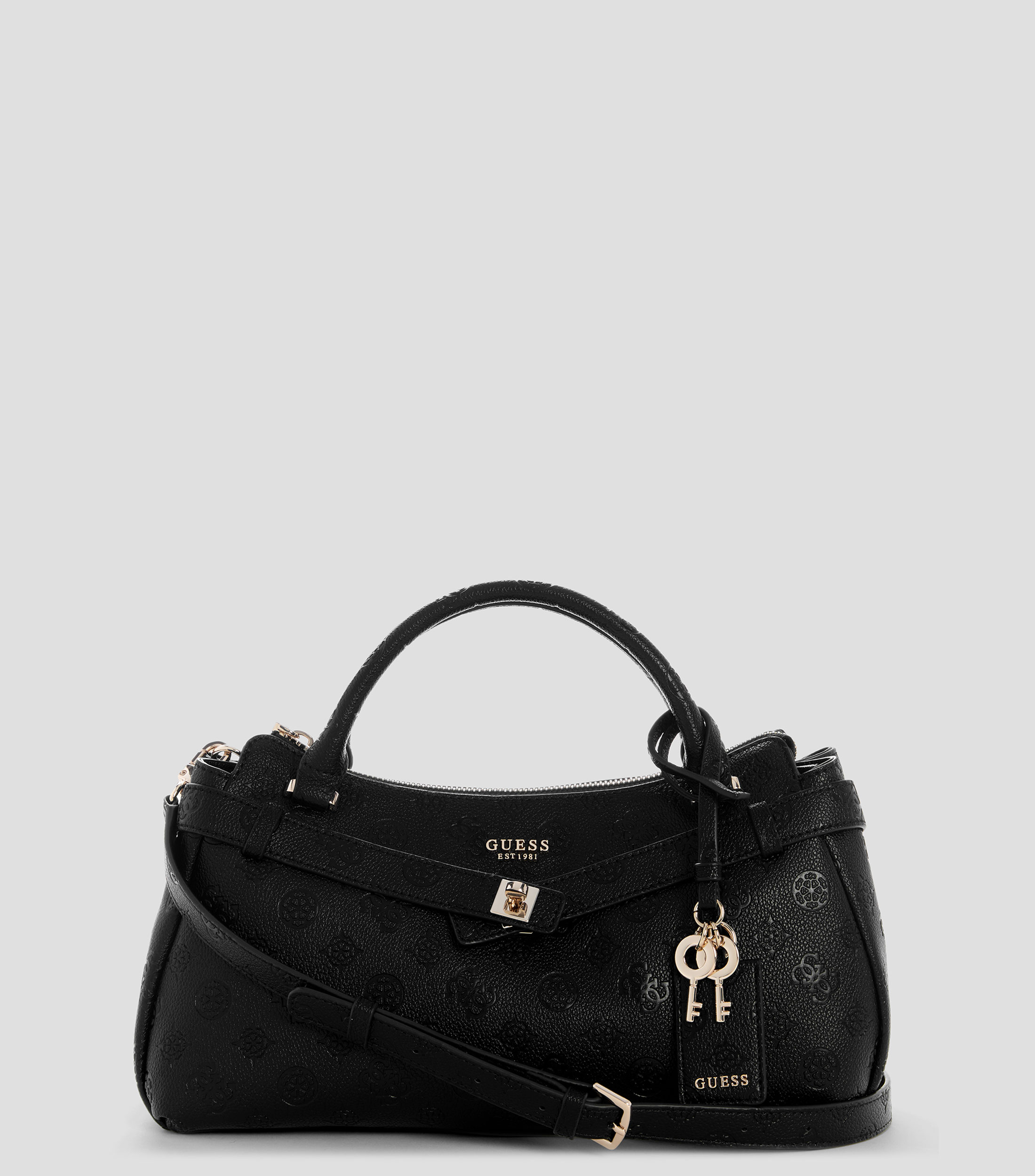 Bolsa satchel negra sólido Mujer