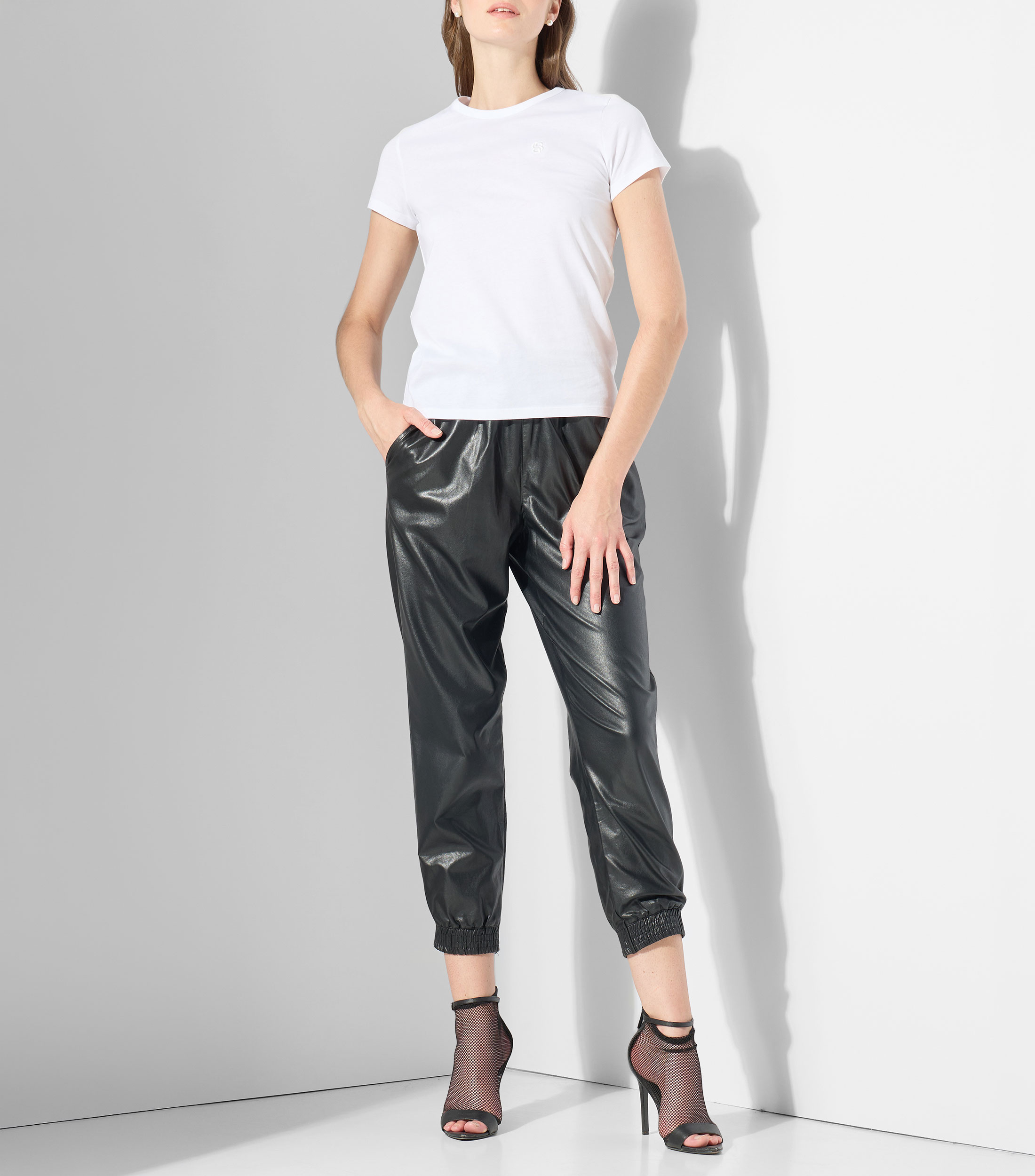 Playera slim de punto de algodón con monograma Double B Mujer