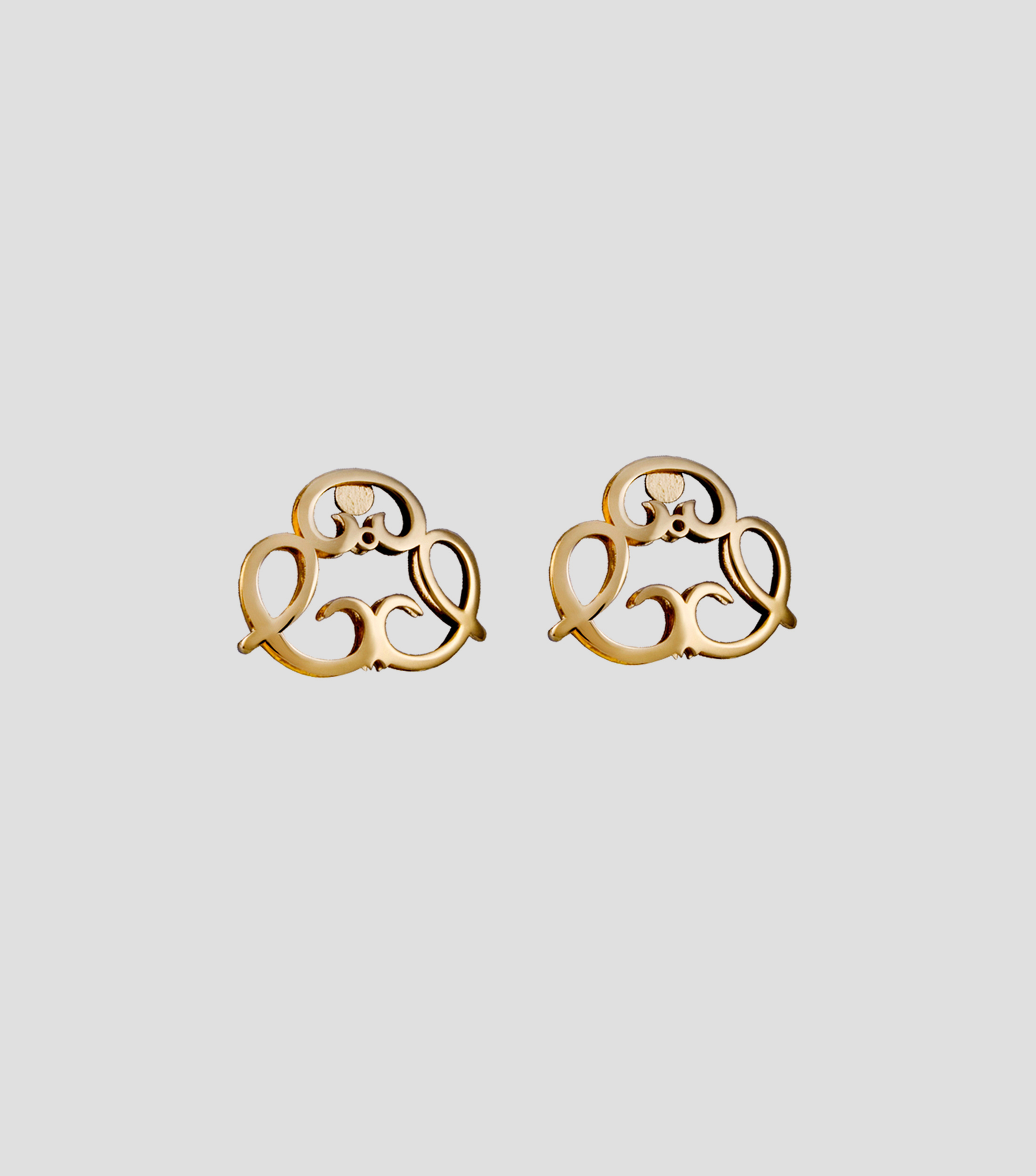 Aretes broquel de plata .925 con baño de oro 24 Kts Mujer
