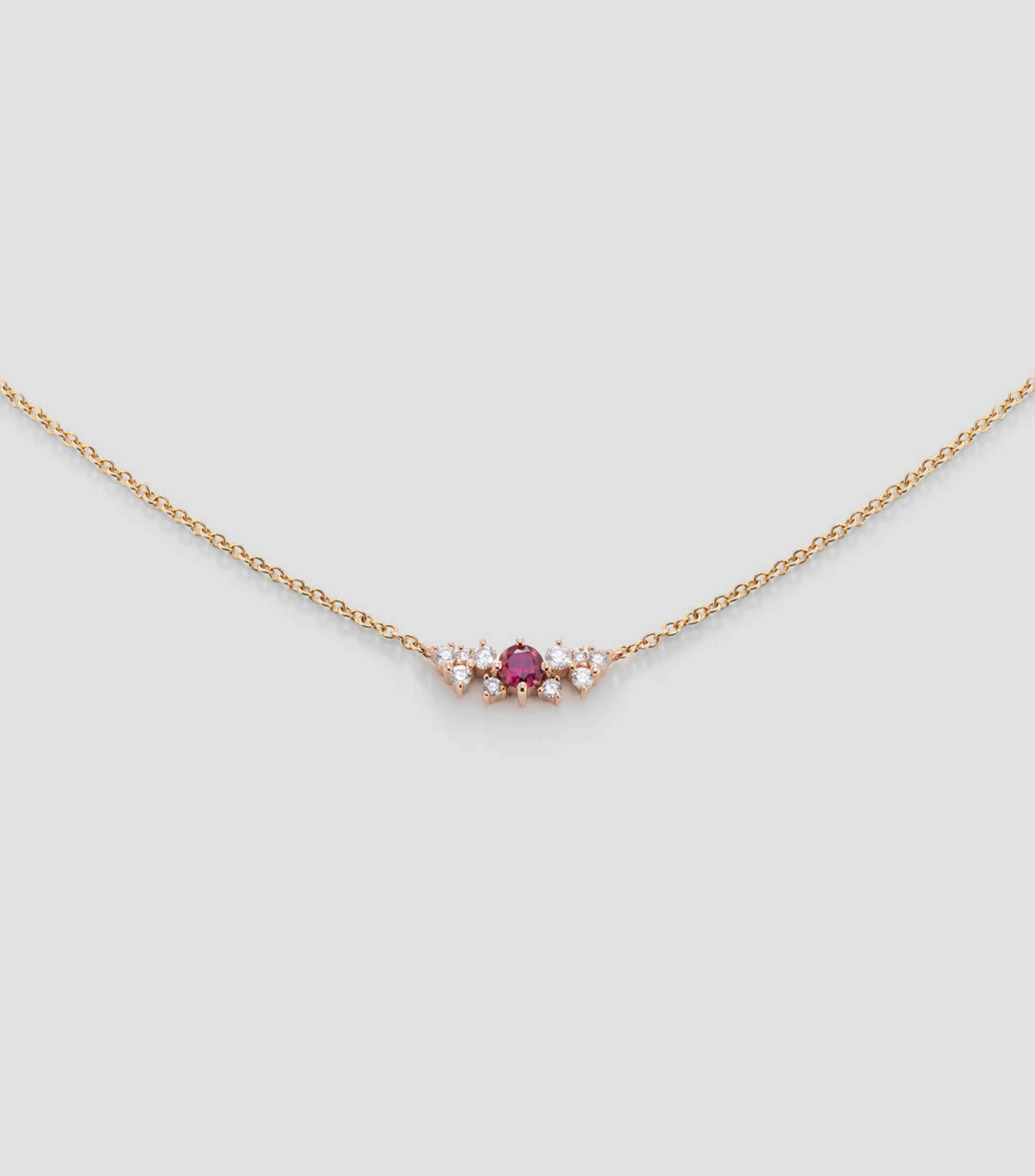 Colgante en oro rosa con rubi y diamantes Mujer