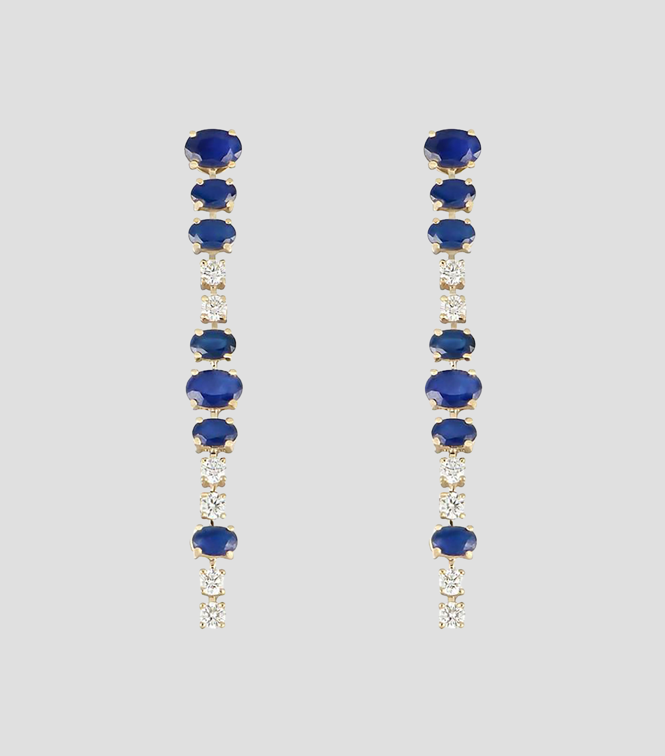 Aretes en Oro amarillo de 18 Kilates con Zafiro y Diamante Mujer